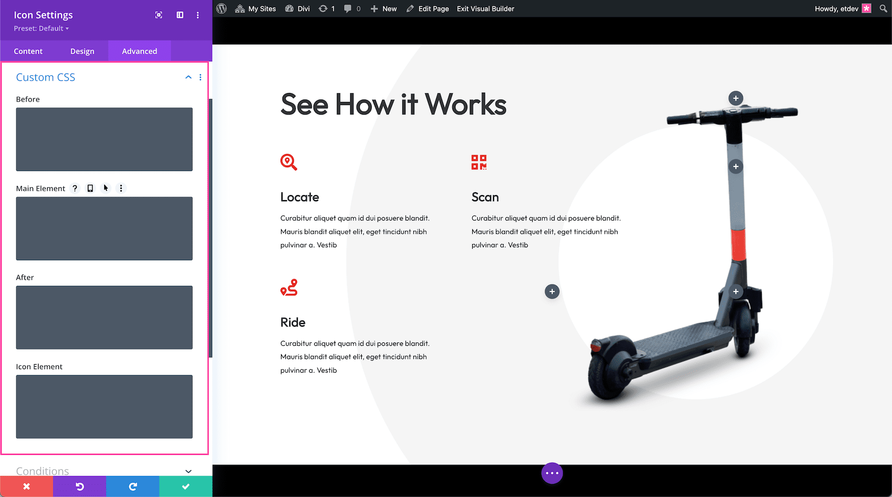 divi icon module