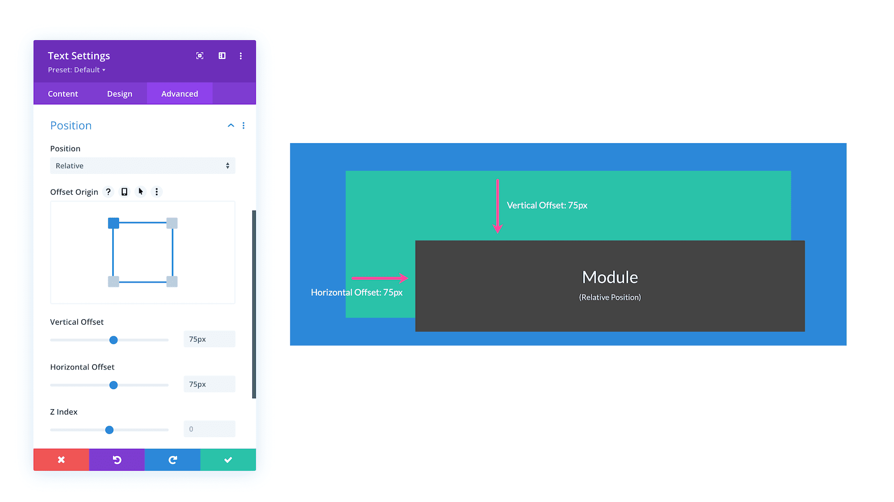 Divi Position Options relative