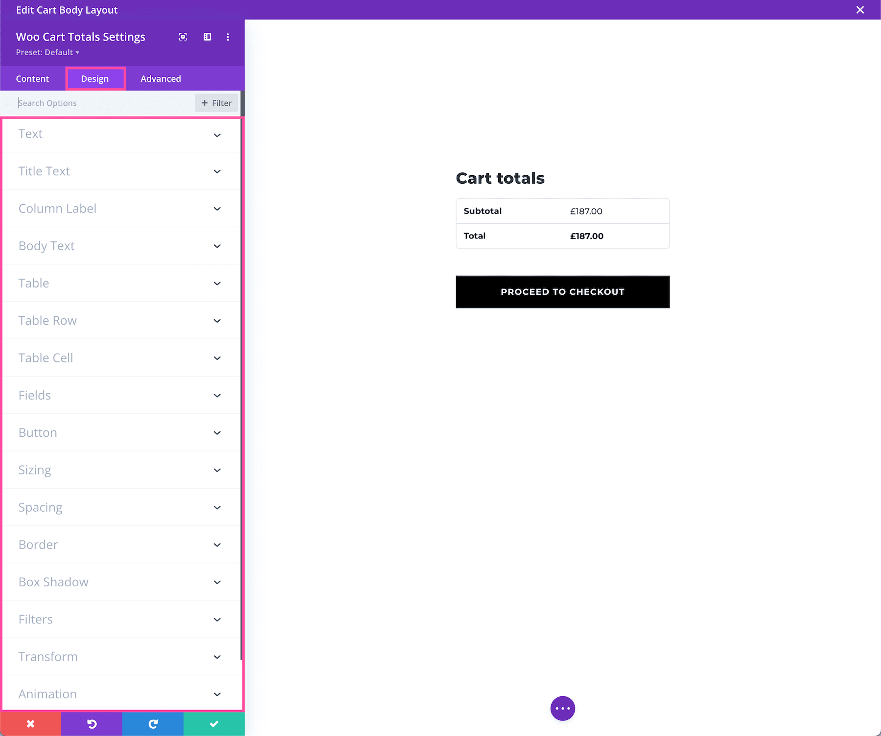 Divi Woo Cart Totals Module