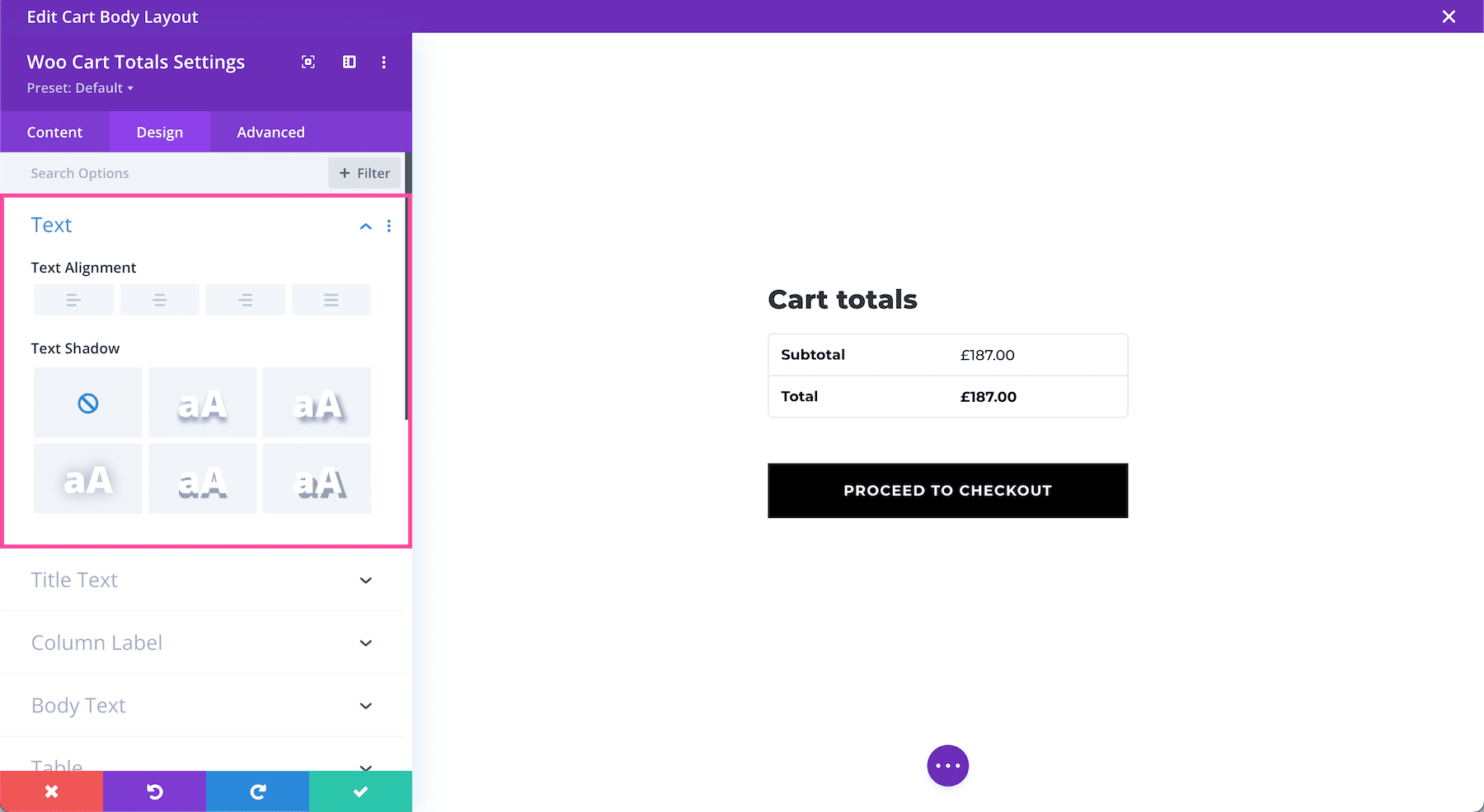 Divi Woo Cart Totals Module