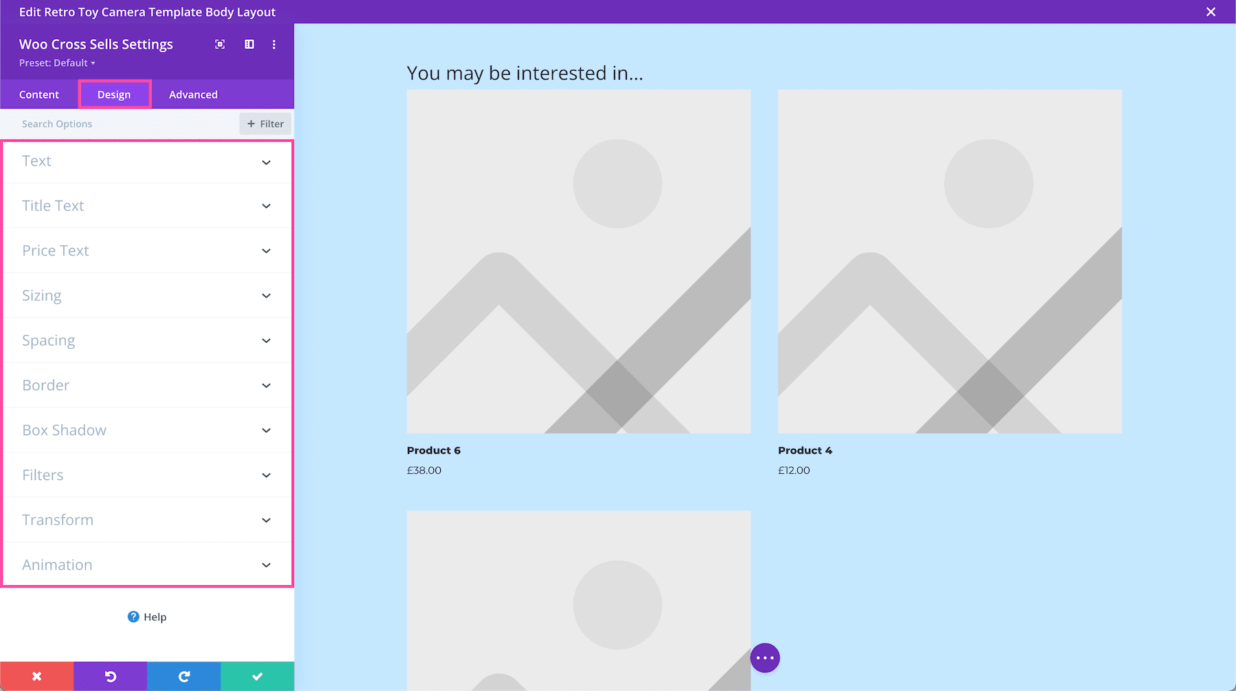 Divi Woo Cross Sells Module