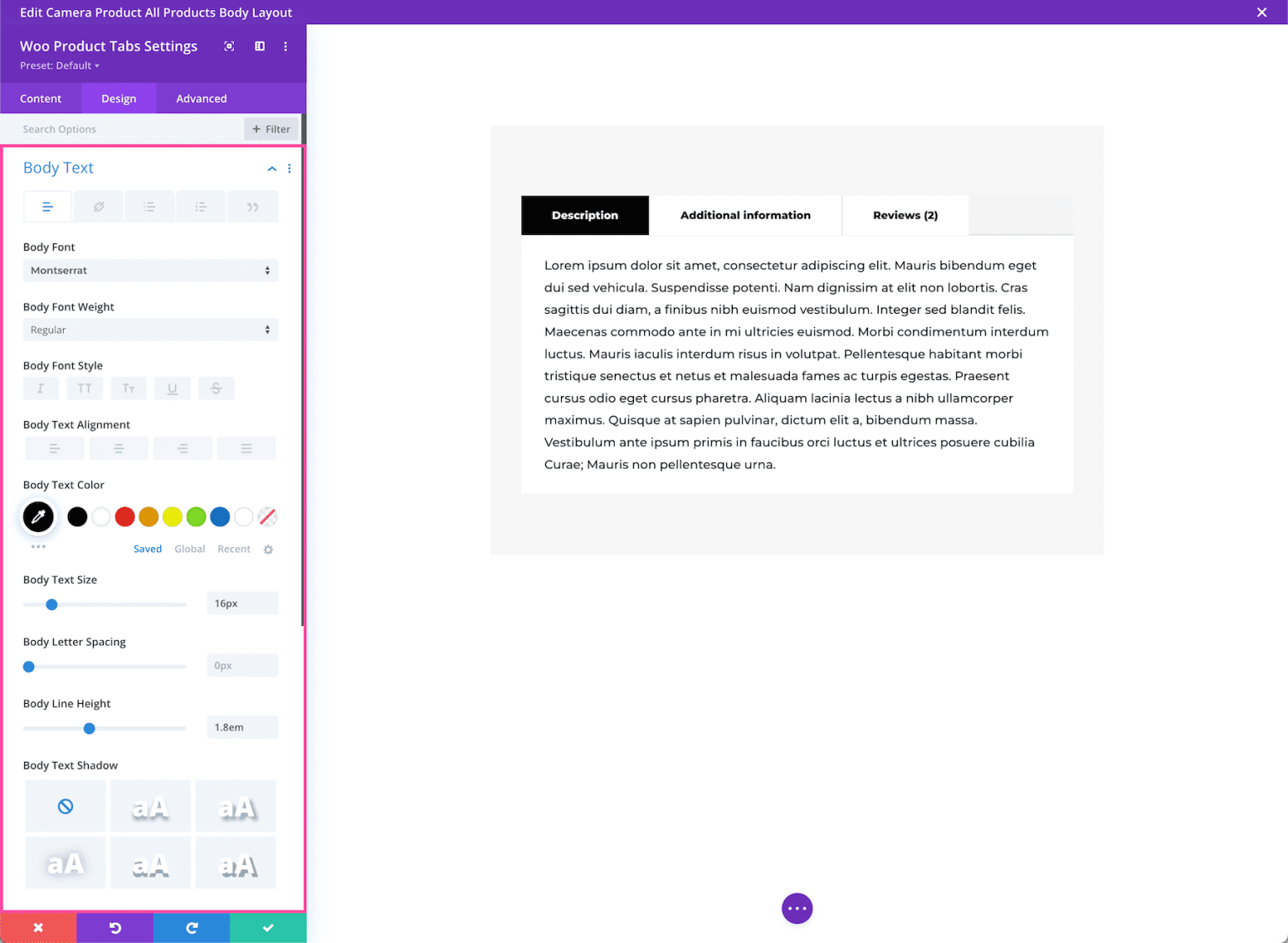 The Divi Woo Product Tabs Module | Elegant Themes Documentation