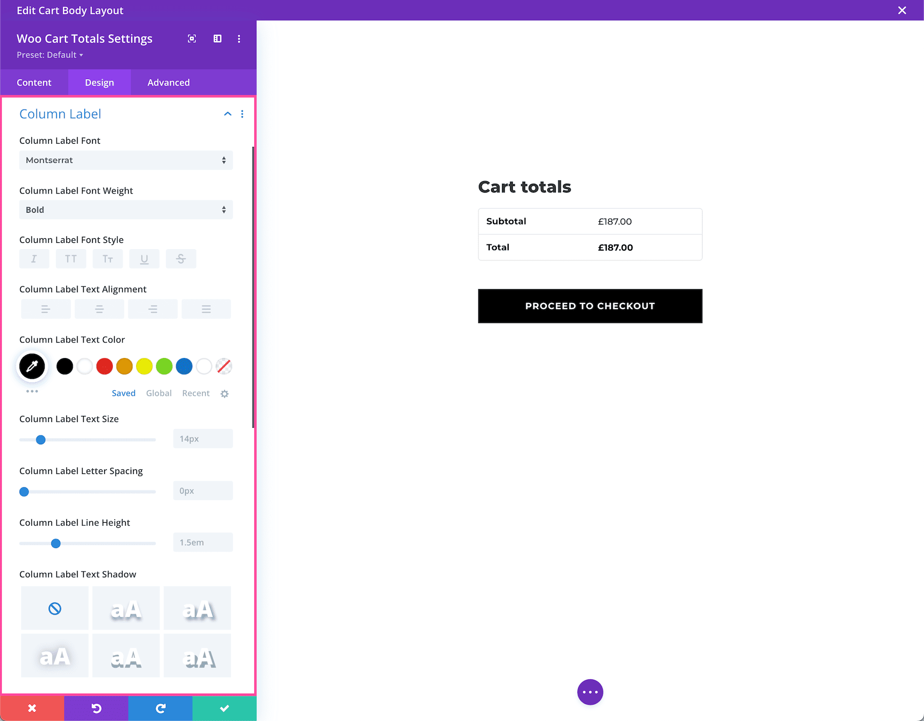 Divi Woo Cart Totals Module