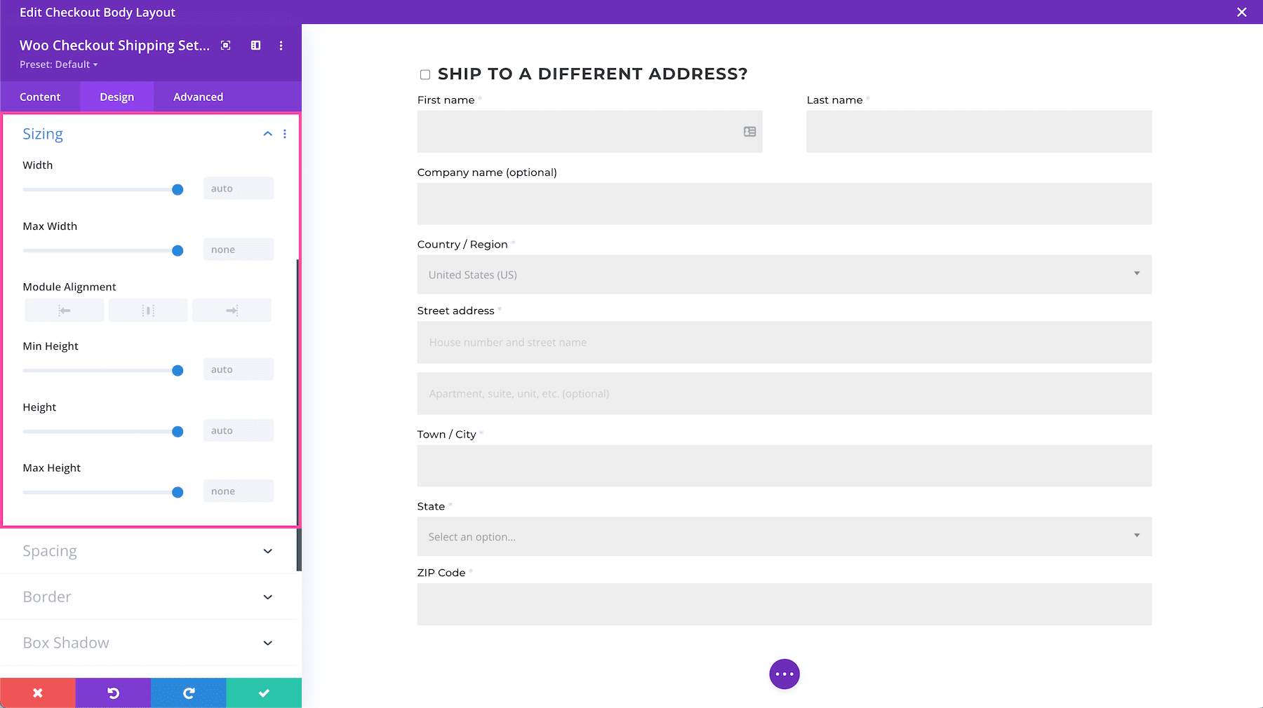 Divi Woo Checkout Shipping Module