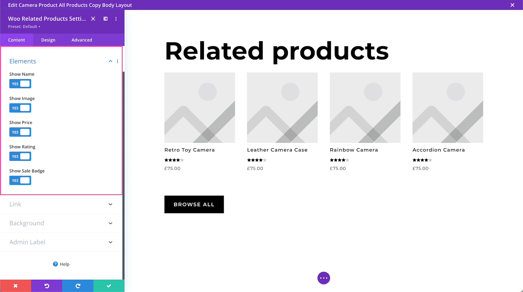Divi Woo Related Products Elements
