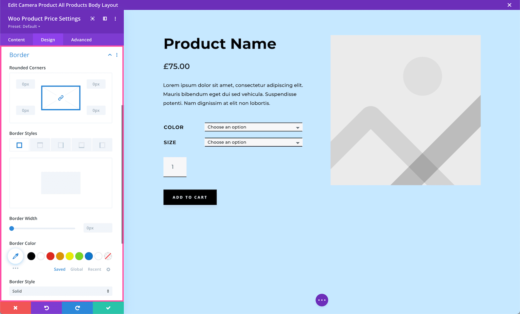 How to add a border to the Divi Woo Product Price Module