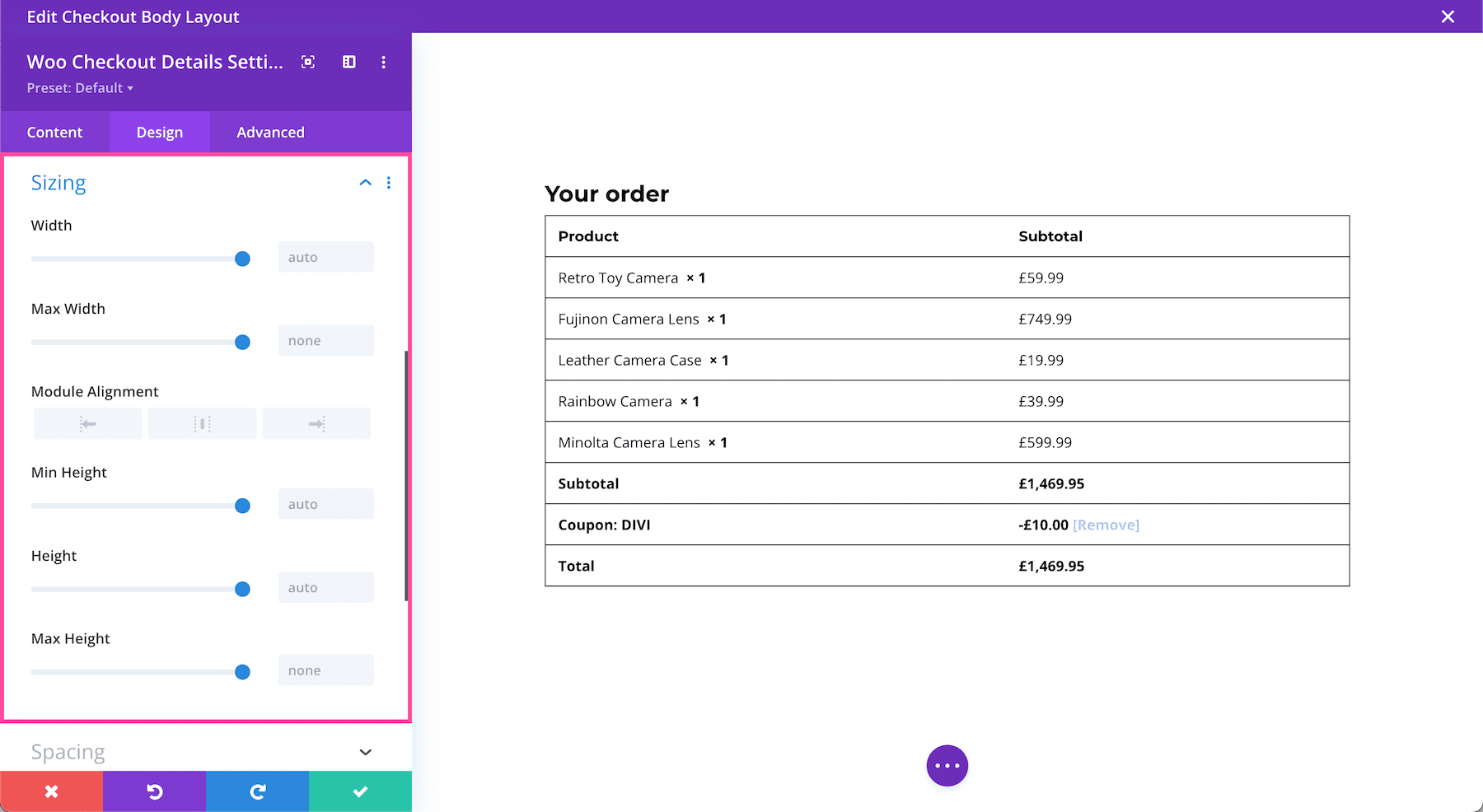 Divi Woo Checkout Details Module