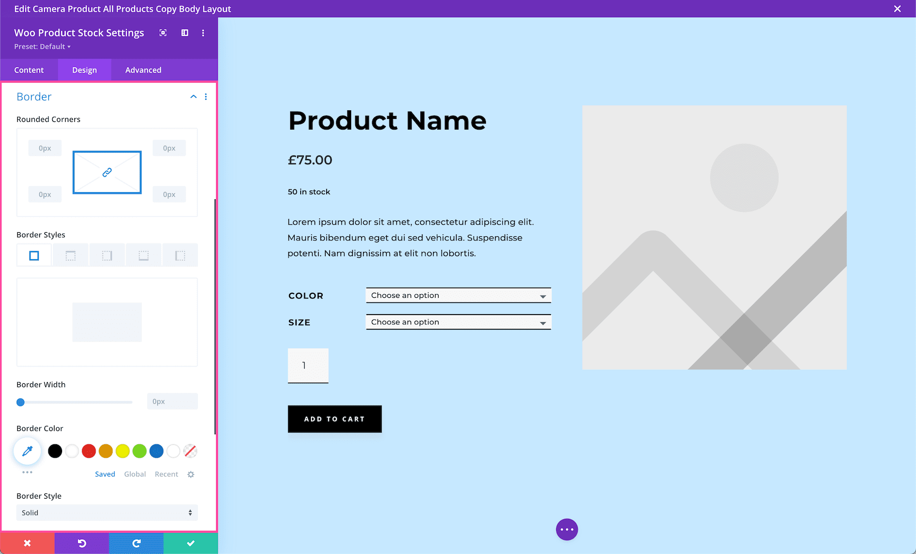 How to add a border to the Divi Woo Product Stock Module