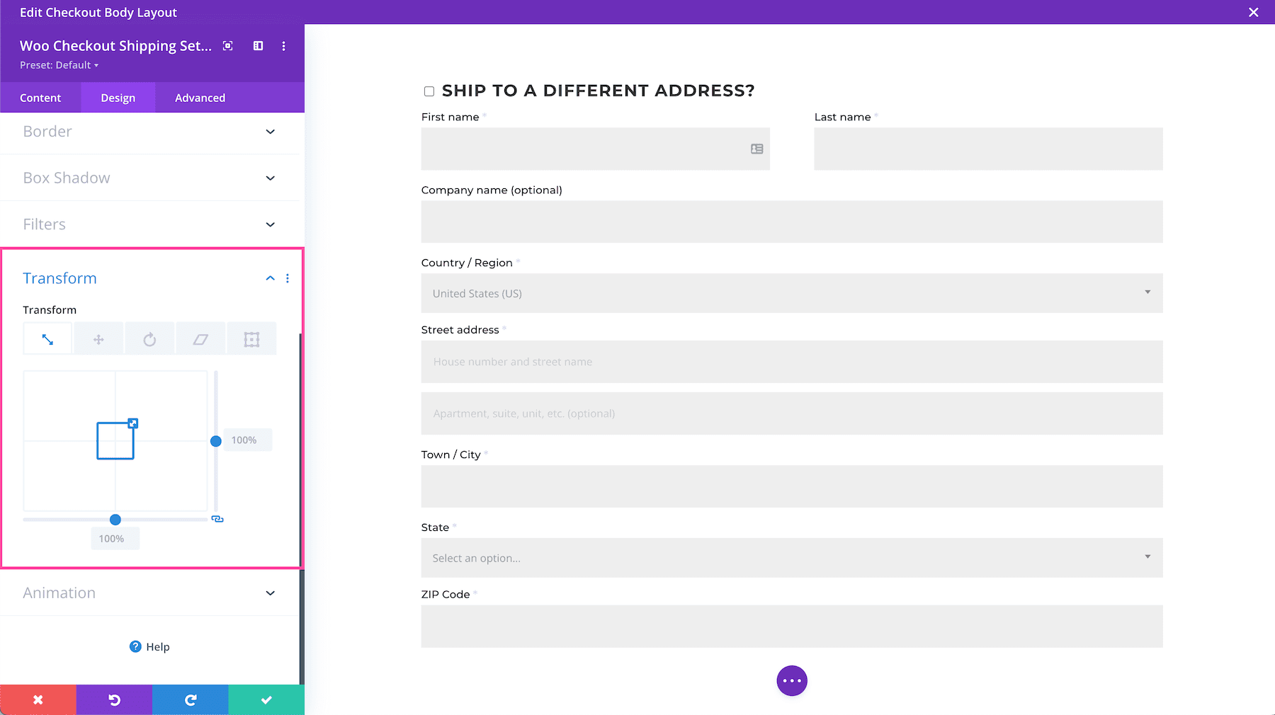 Divi Woo Checkout Shipping Module