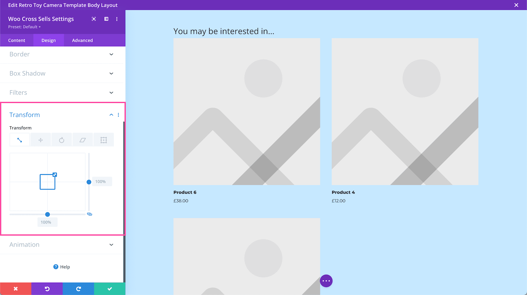 Divi Woo Cross Sells Module