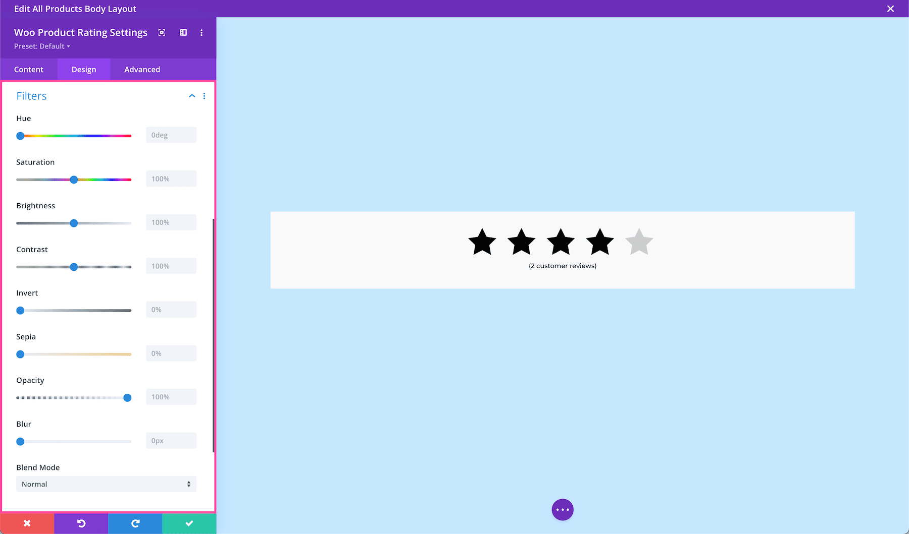 Divi Woo Product Rating Module