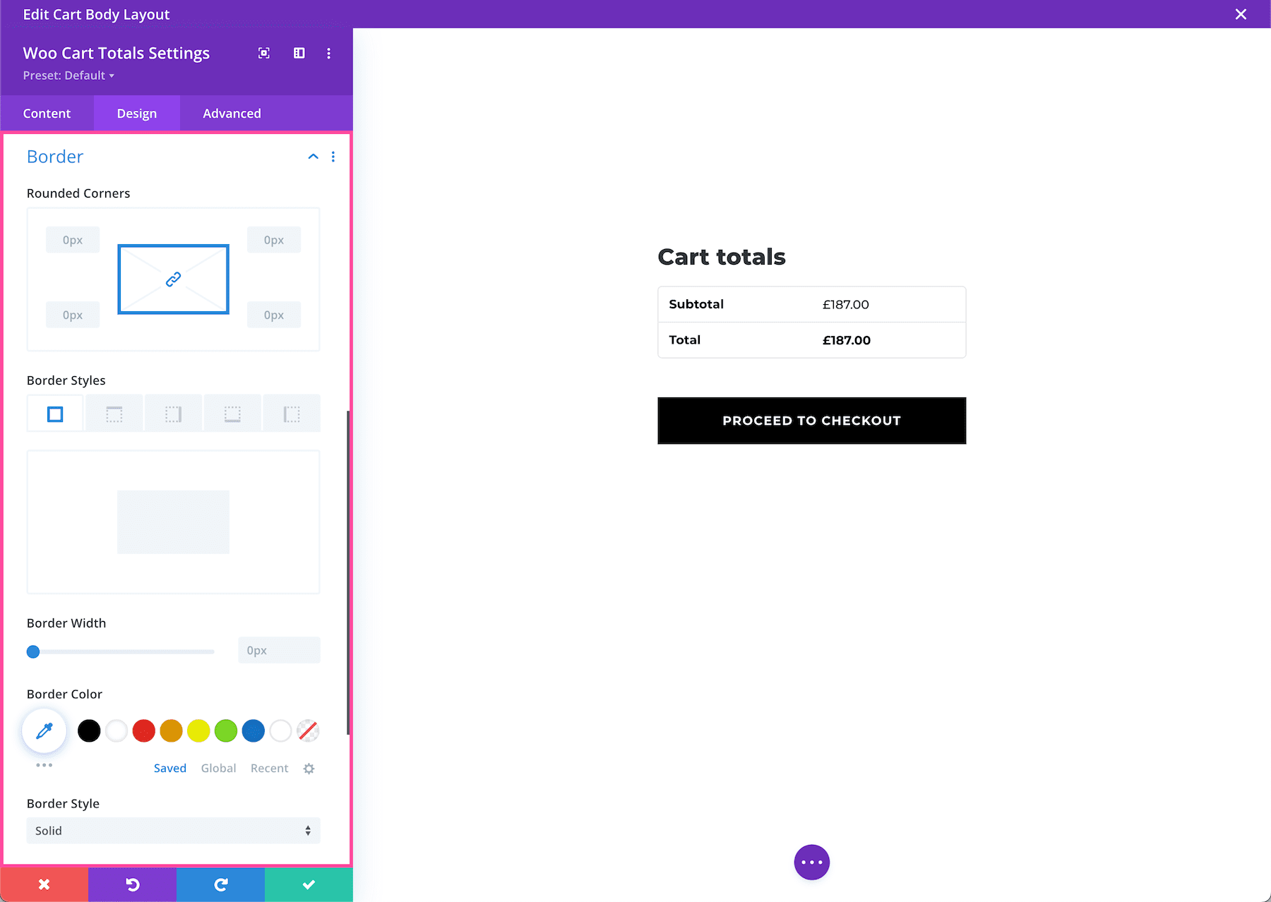 Divi Woo Cart Totals Module