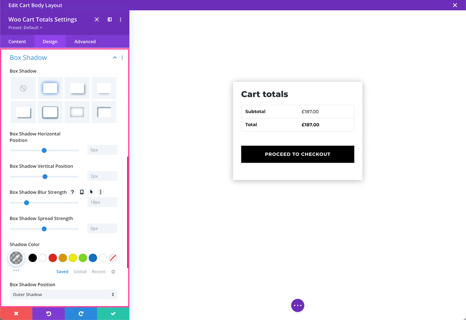 Divi Woo Cart Totals Module