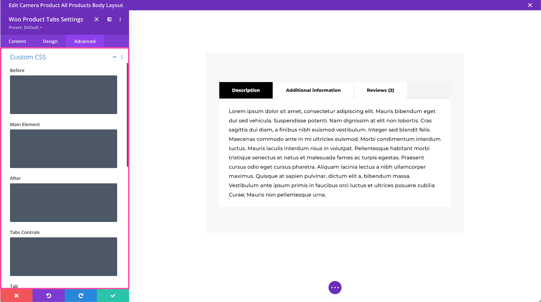 Divi Woo Product Tabs Module