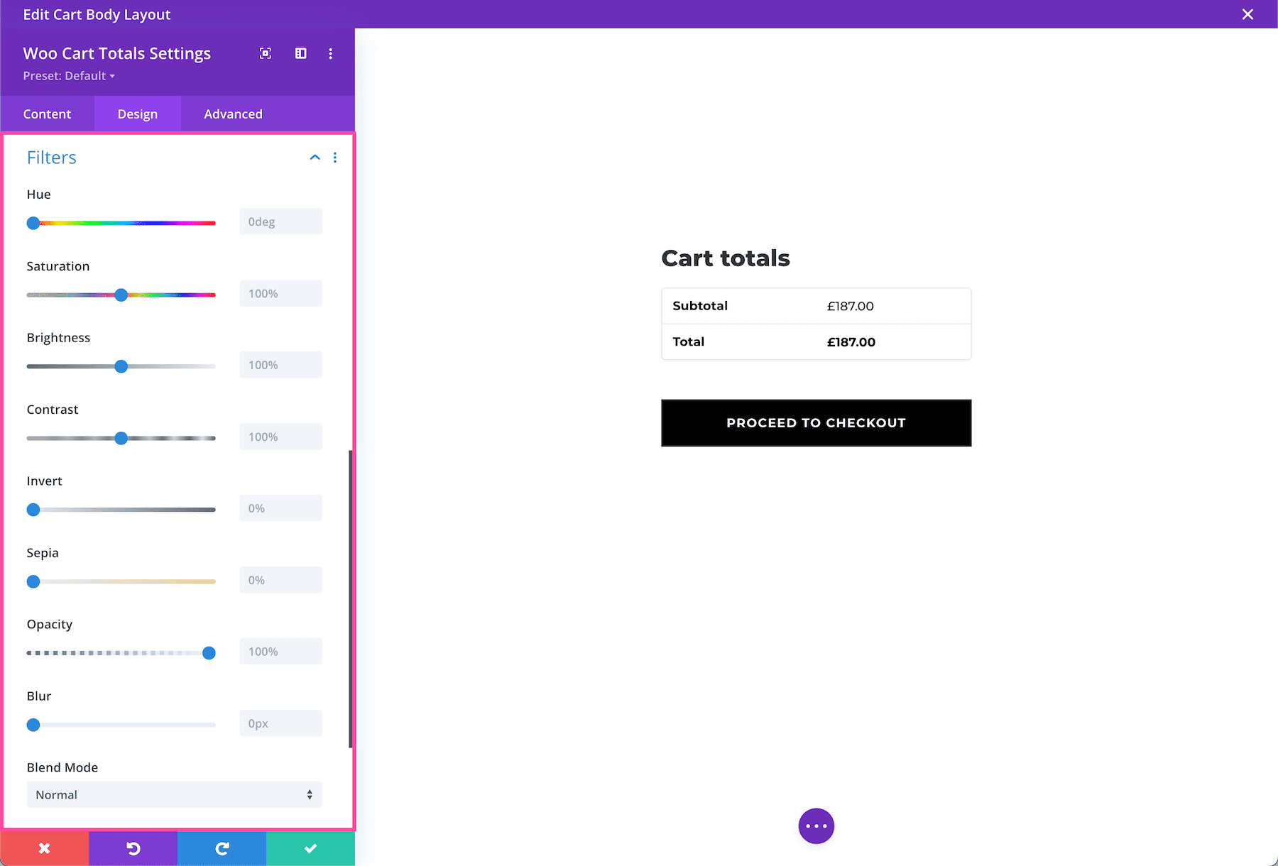 Divi Woo Cart Totals Module