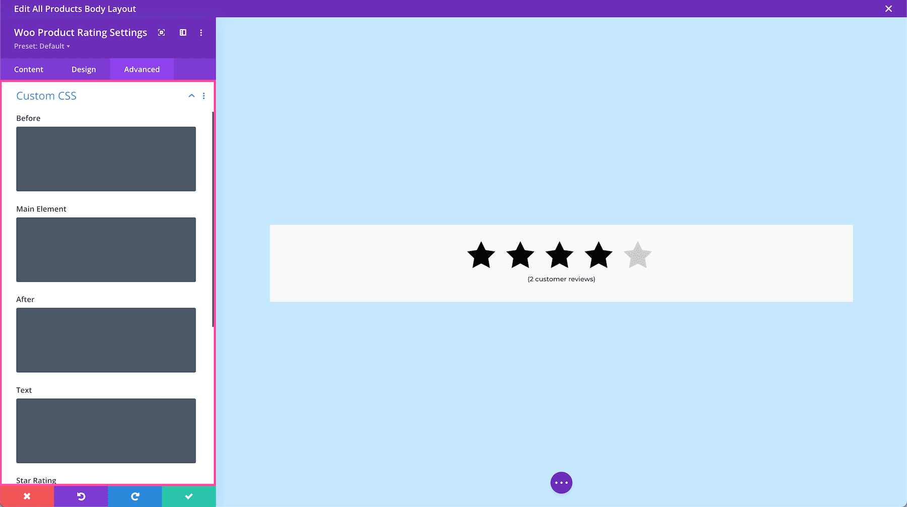 Divi Woo Product Rating Module