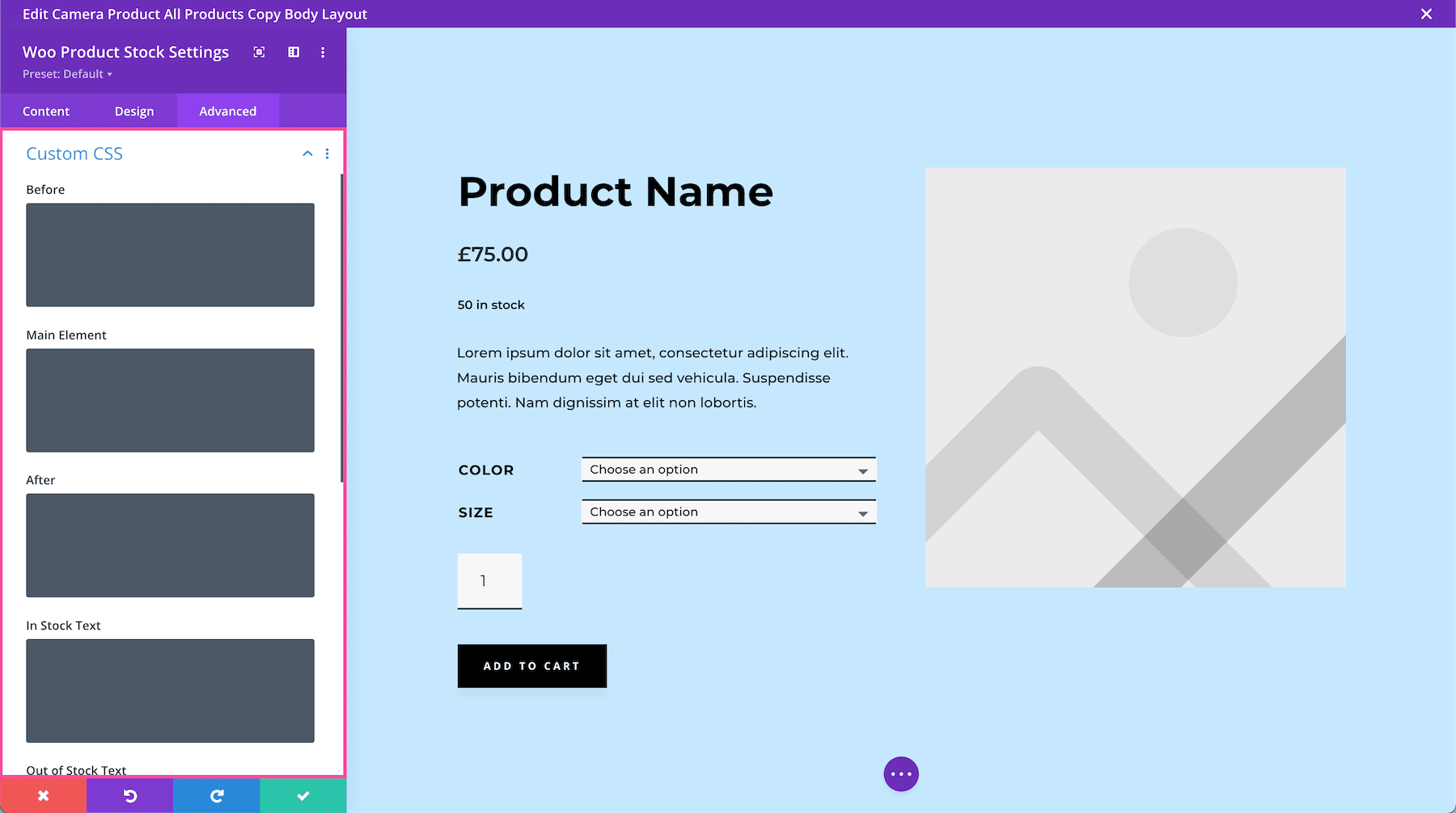 Add Custom CSS to the Divi Woo Product Stock Module