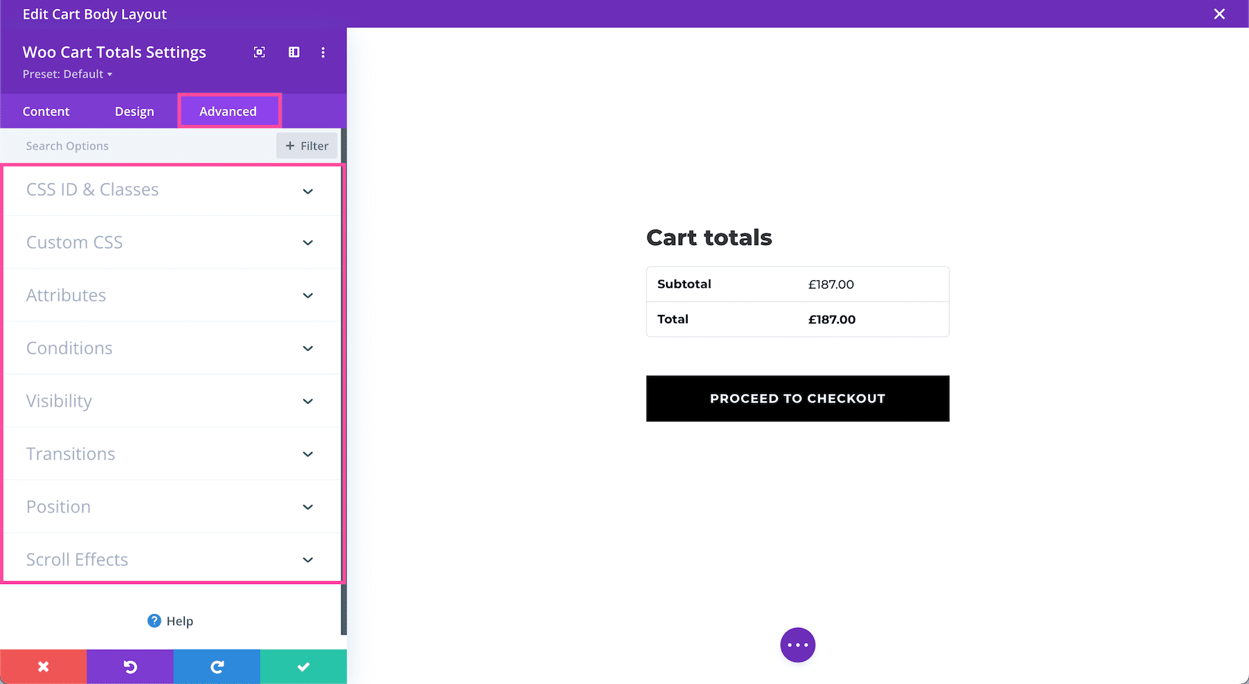 Divi Woo Cart Totals Module