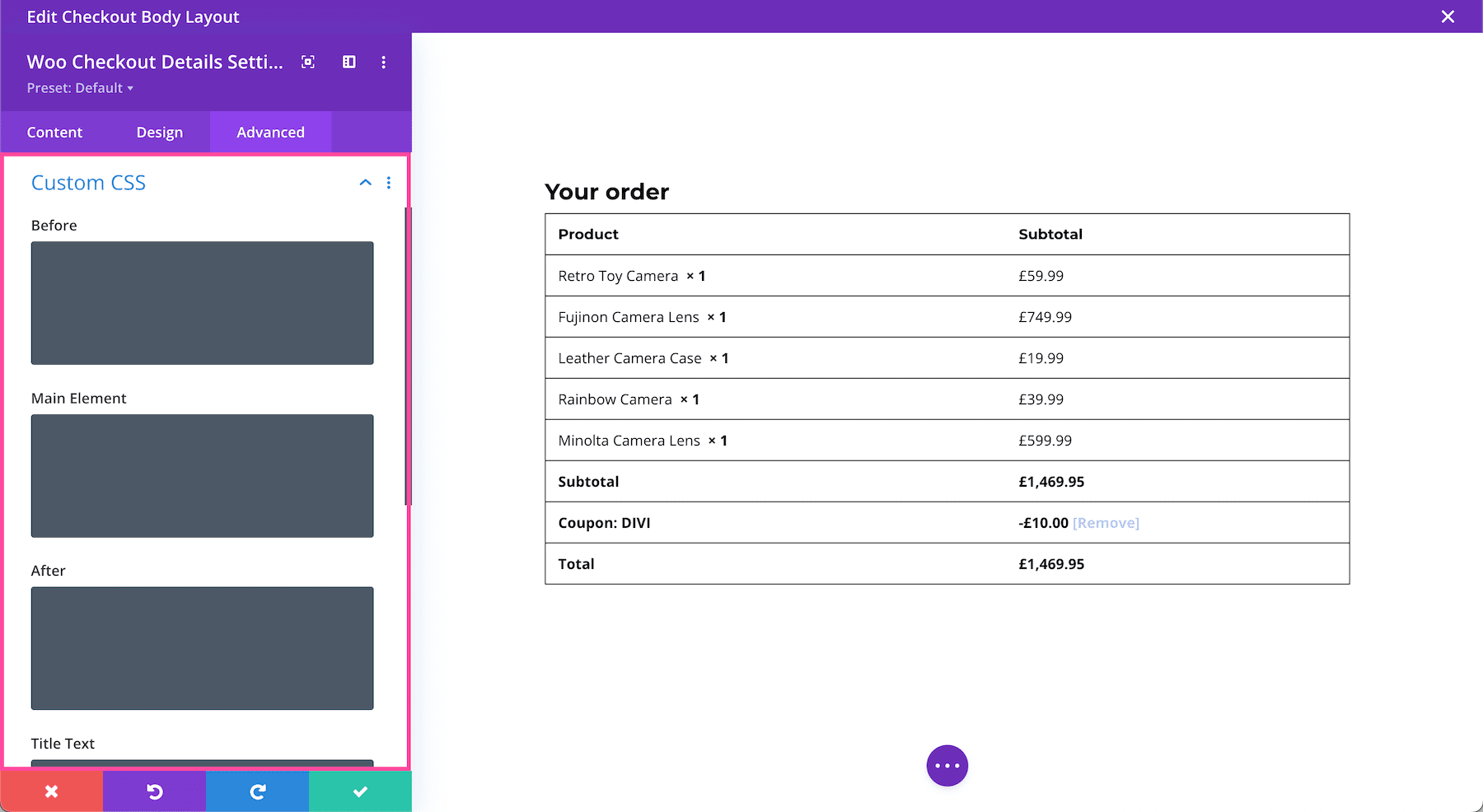 Divi Woo Checkout Details Module