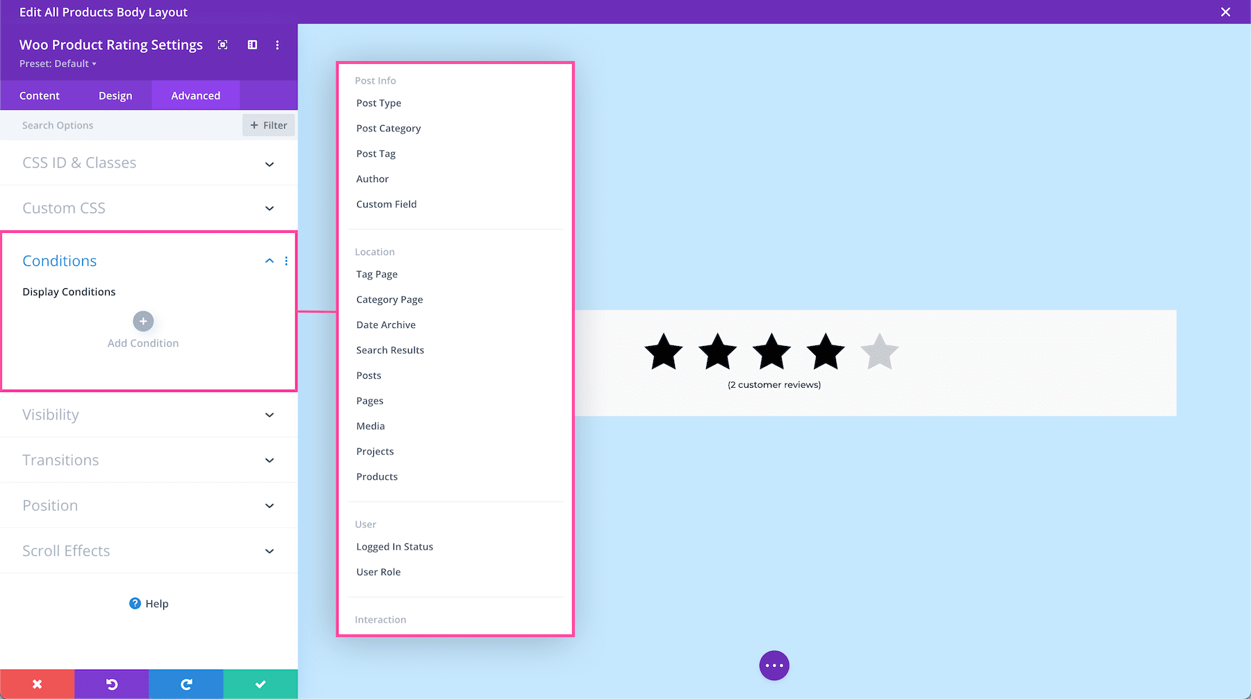 Divi Woo Product Rating Module