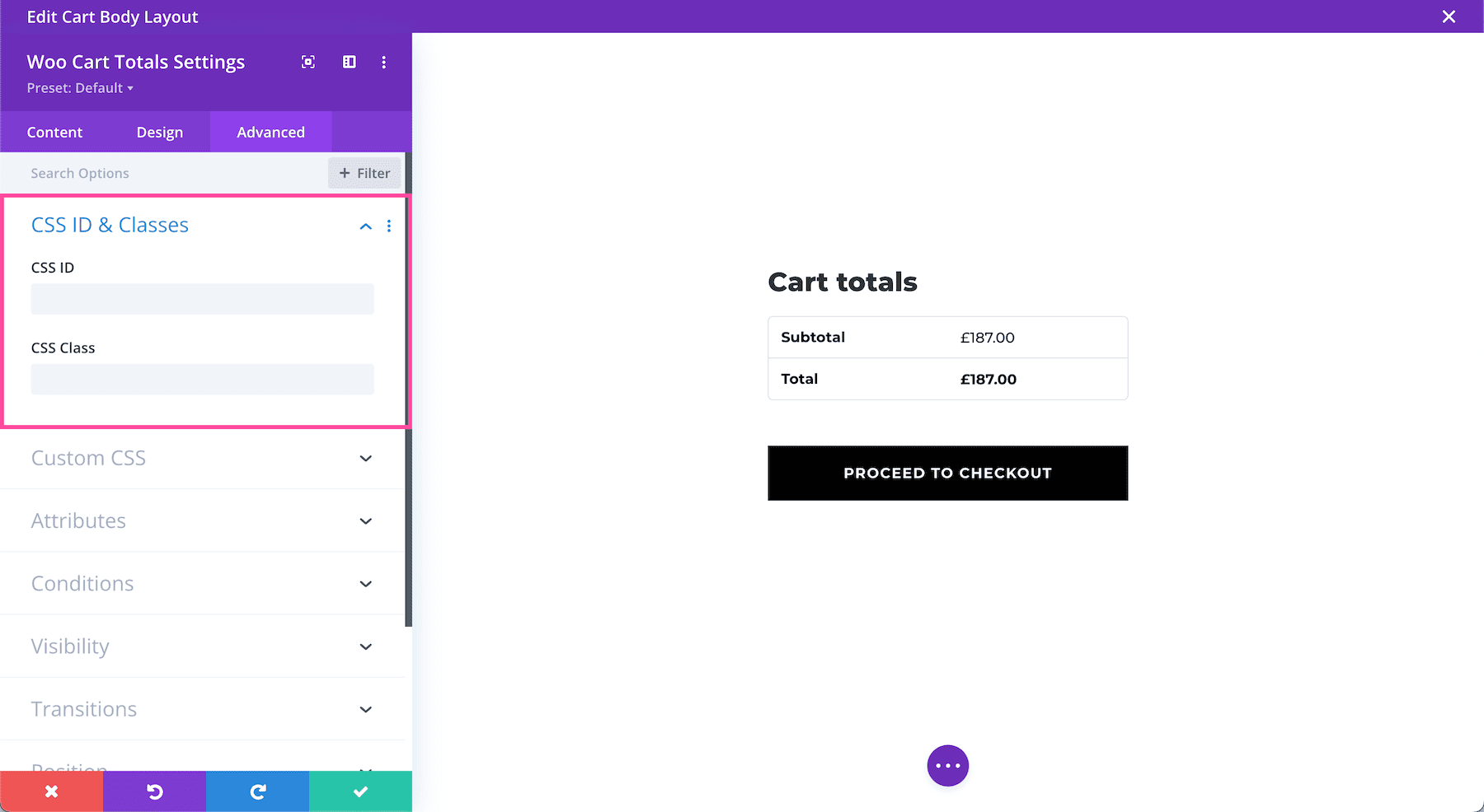 Divi Woo Cart Totals Module