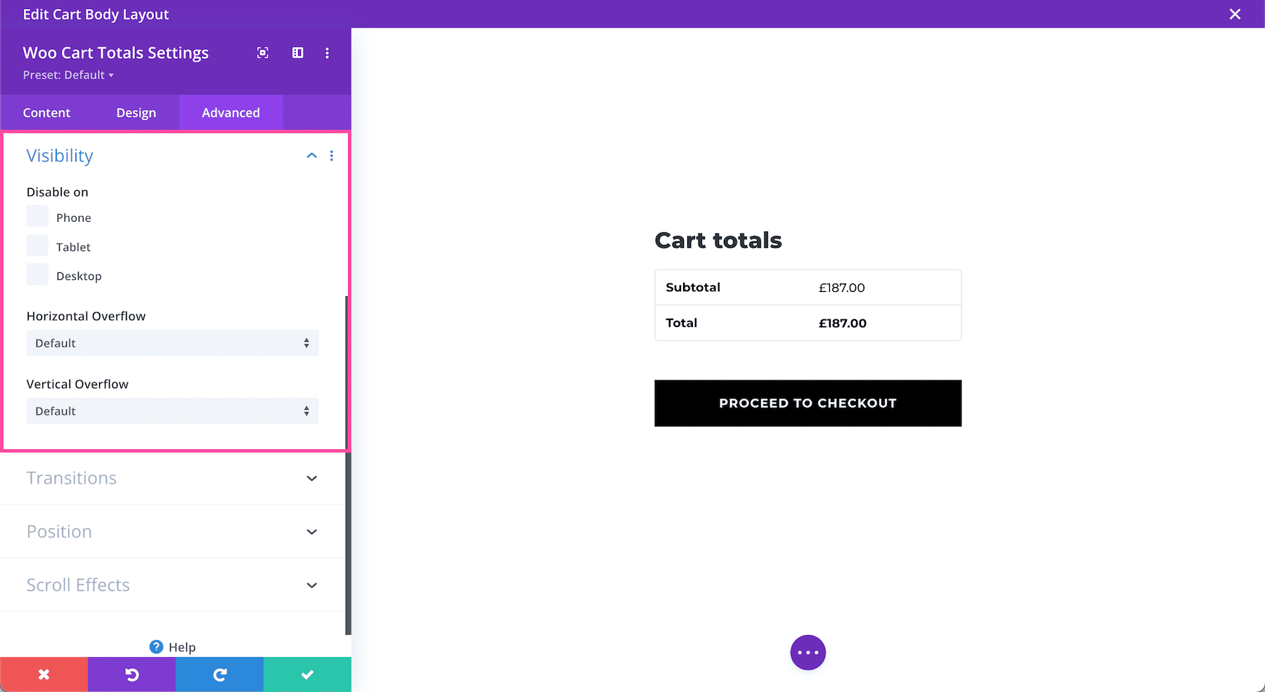 Divi Woo Cart Totals Module