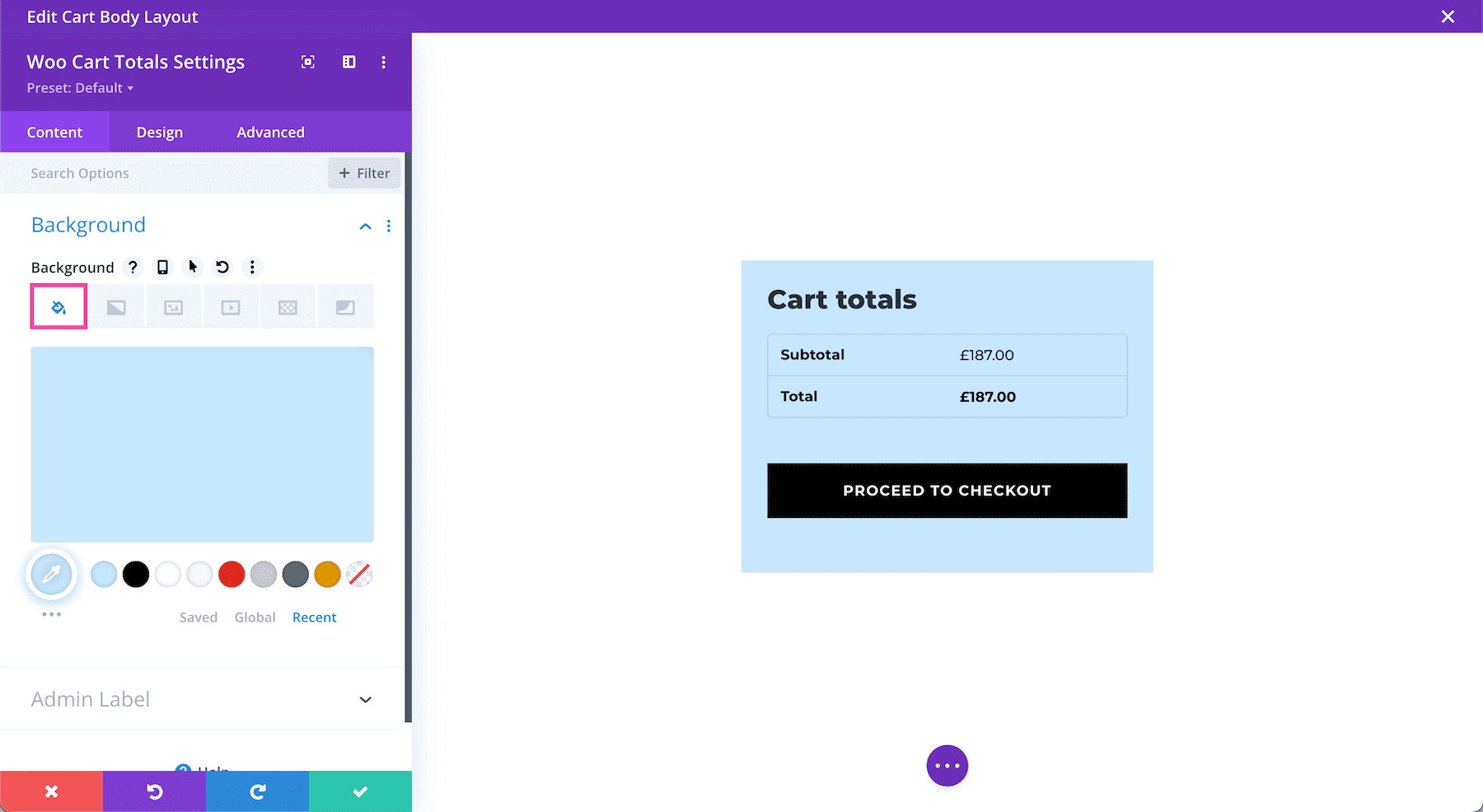 Divi Woo Cart Totals Module