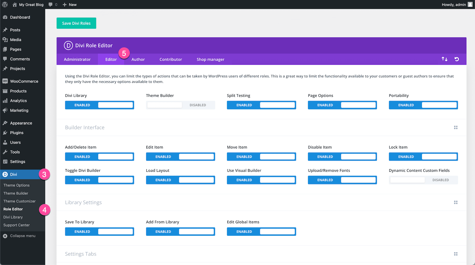 How to use the Divi Role Editor