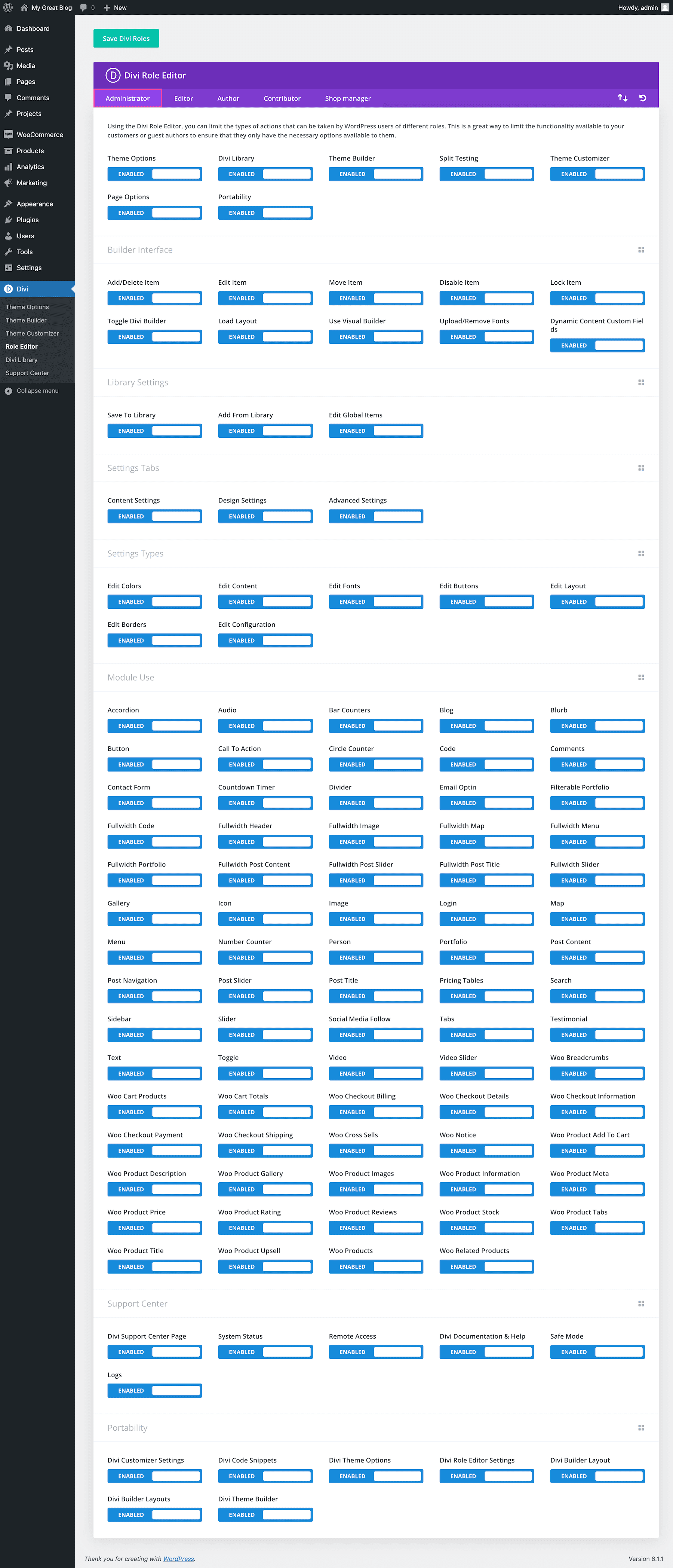 How to use the Divi Role Editor