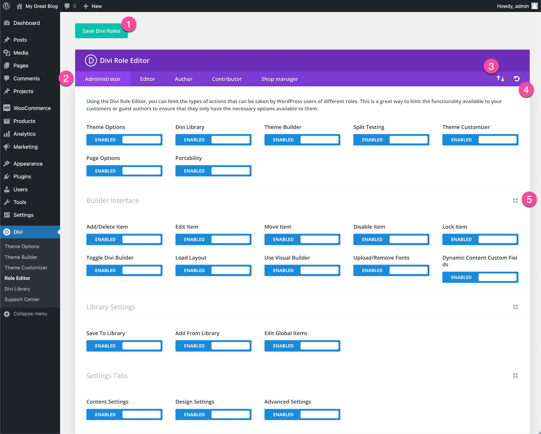 How to use the Divi Role Editor