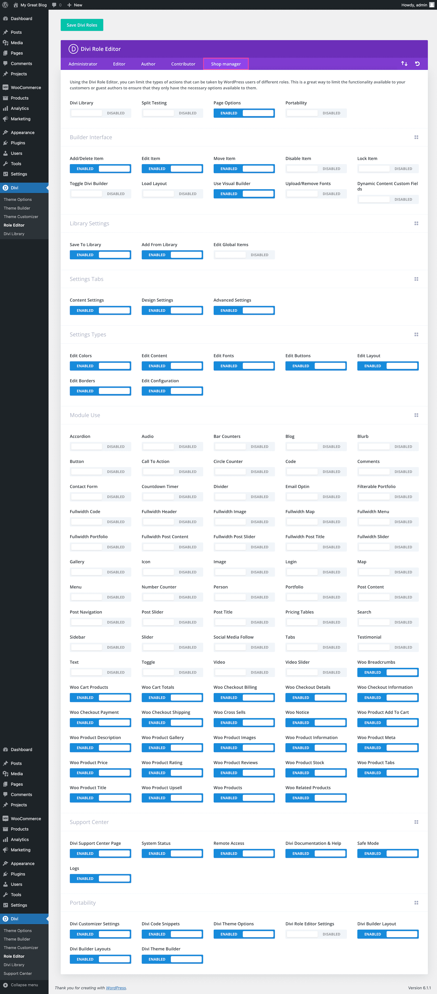 How to use the Divi Role Editor