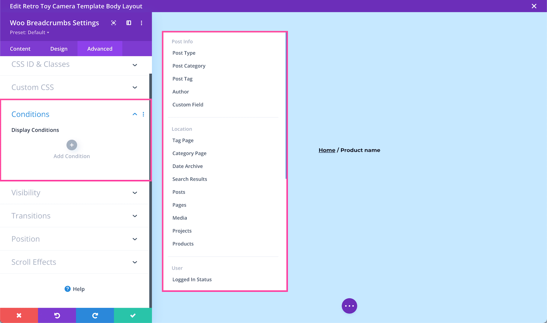 Divi Woo Breadcrumbs Module