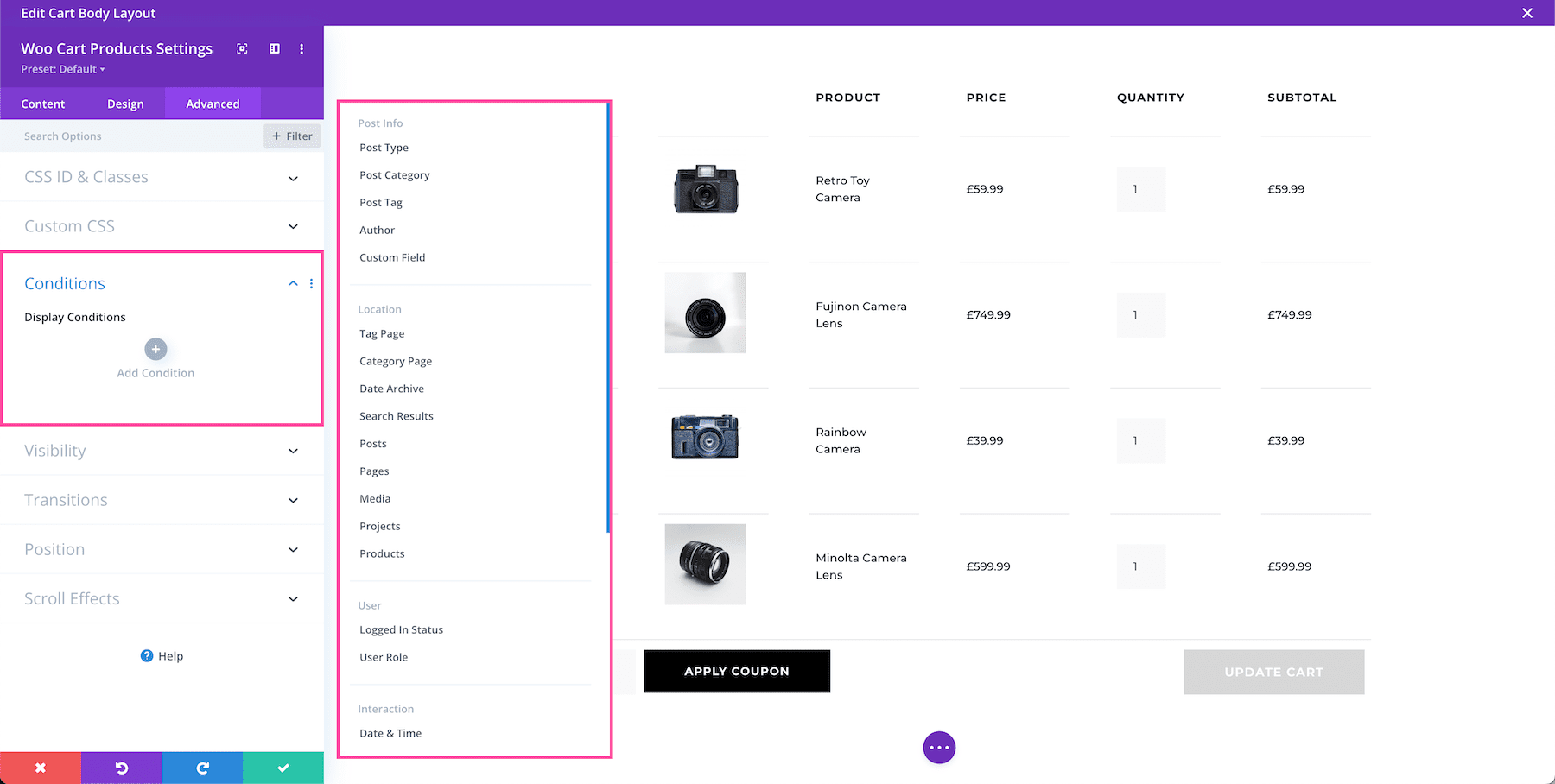 Divi Woo Cart Products Module