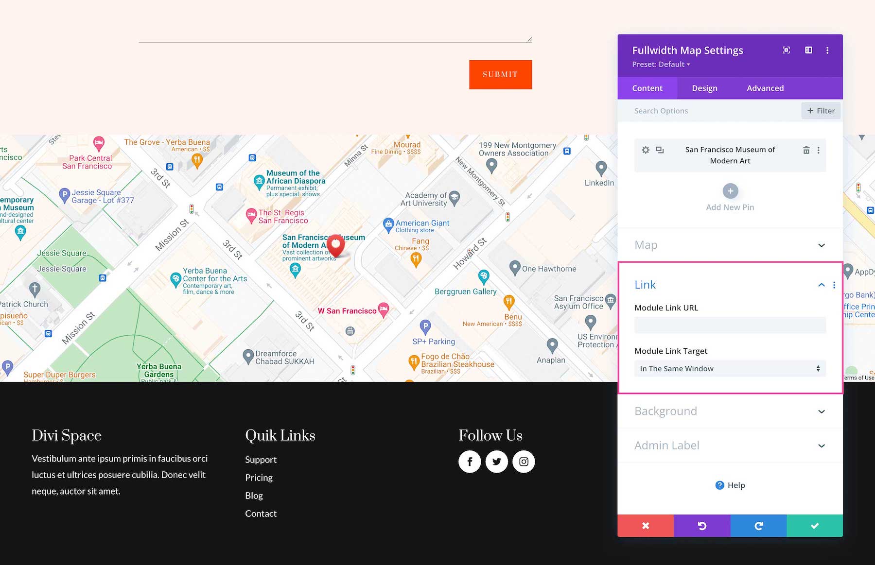 How to add a background to the Divi Fullwidth Map Module