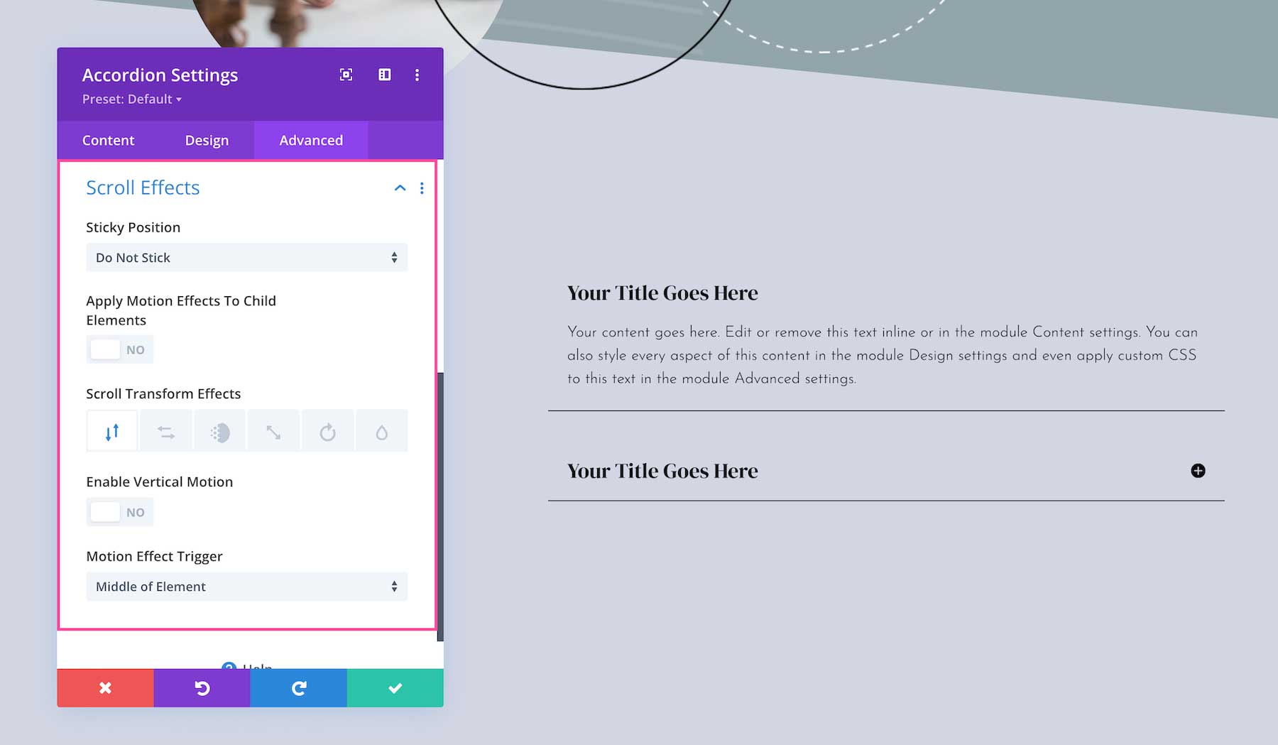 Divi Accordion Module