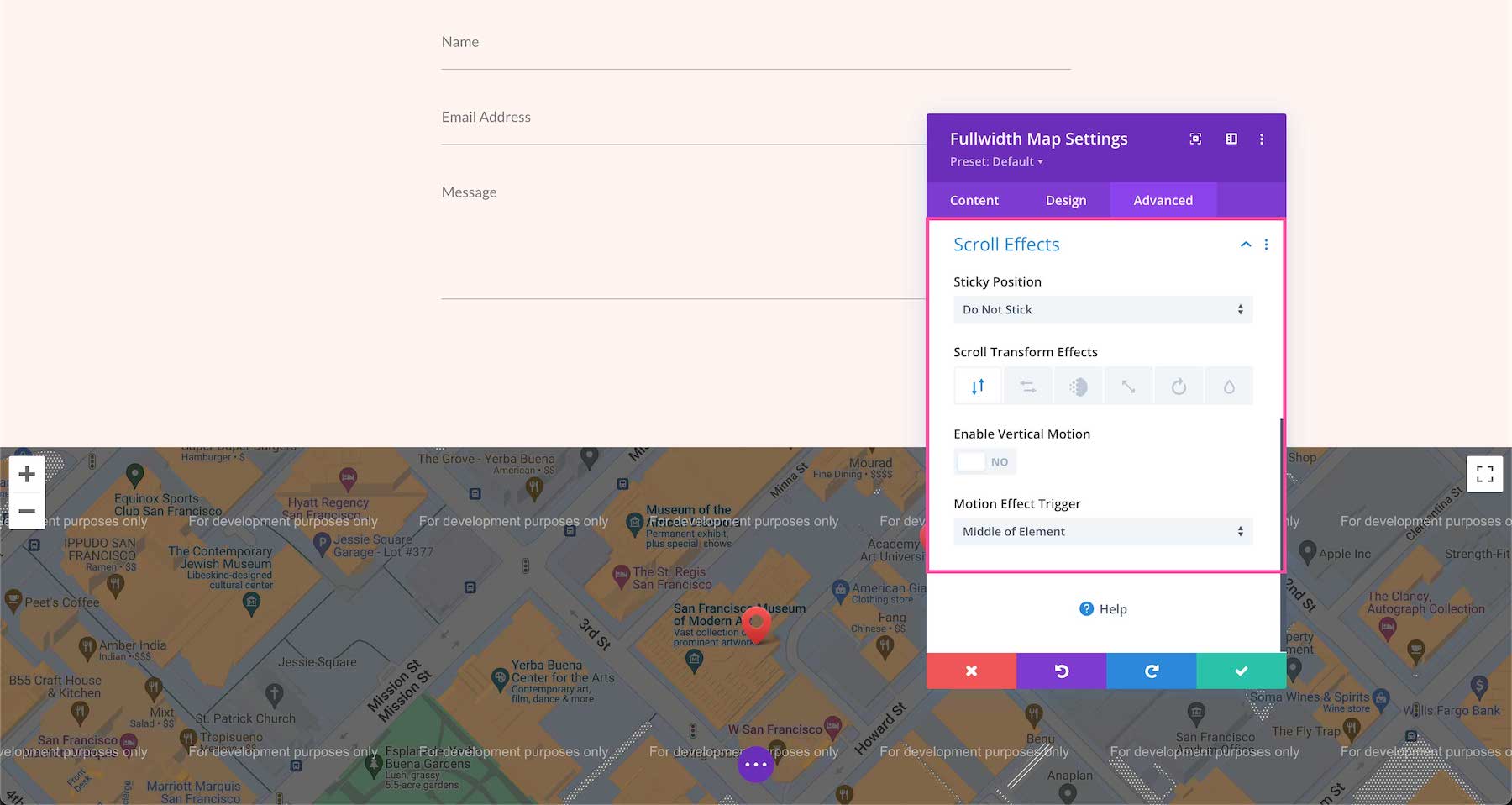 Divi Fullwidth Map Scroll Effects