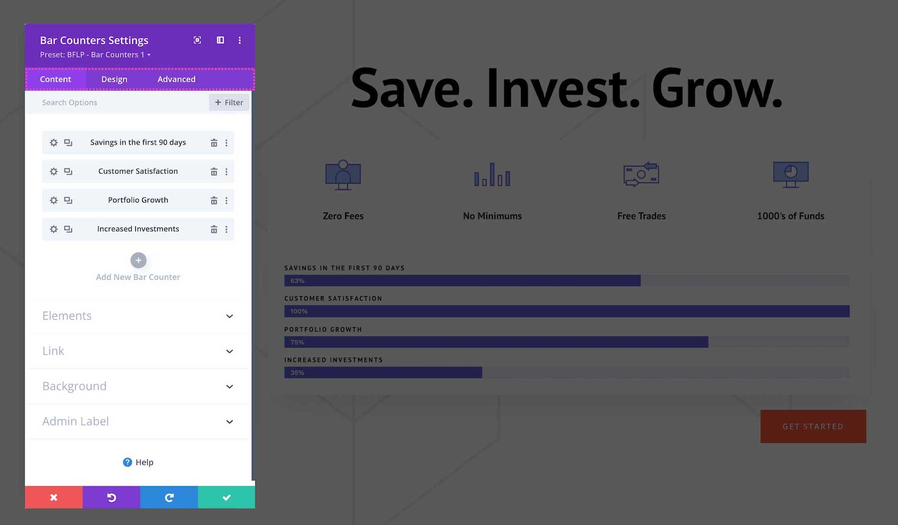 All of the Divi Bar Counters Module settings explained