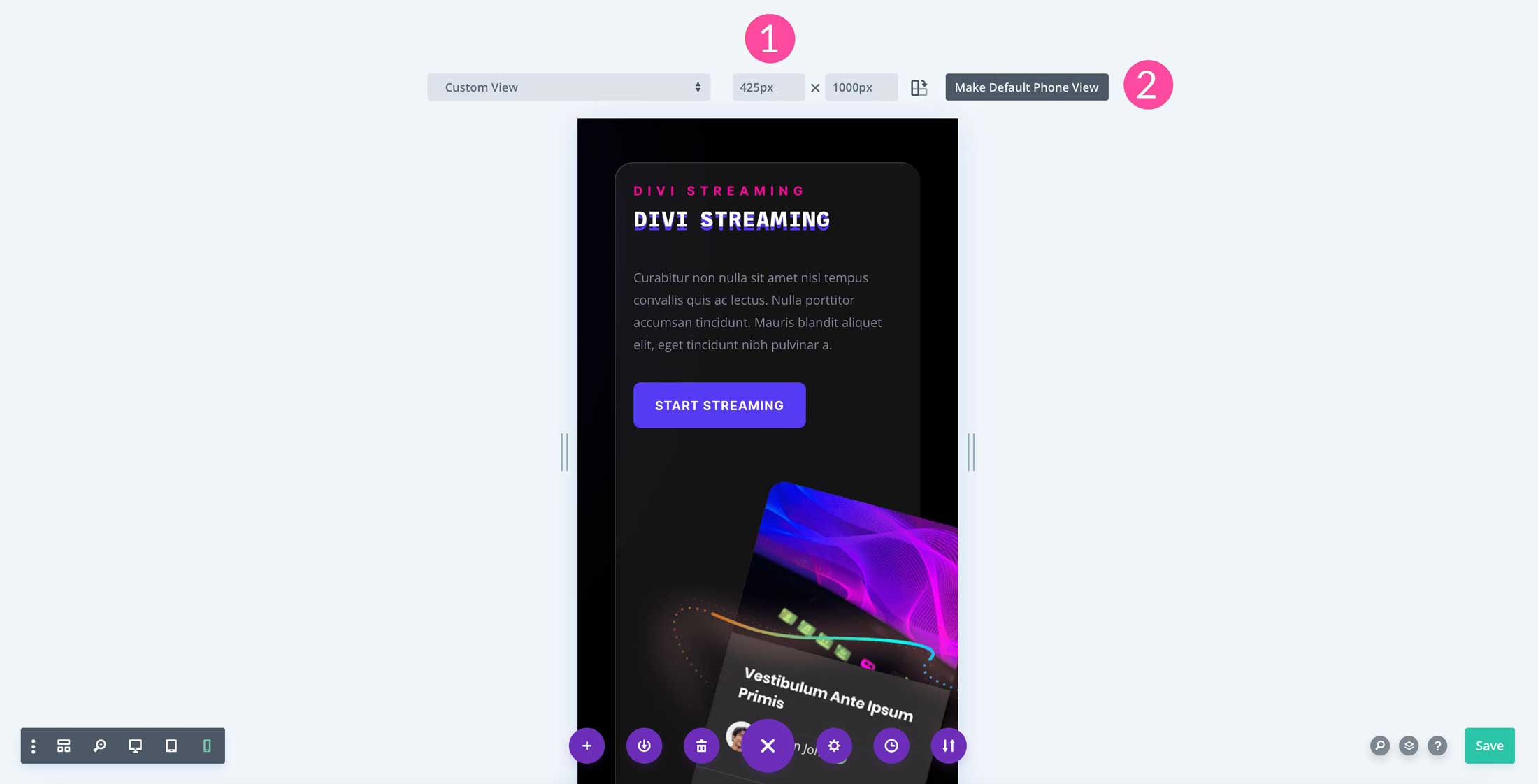 custom Divi responsive preview