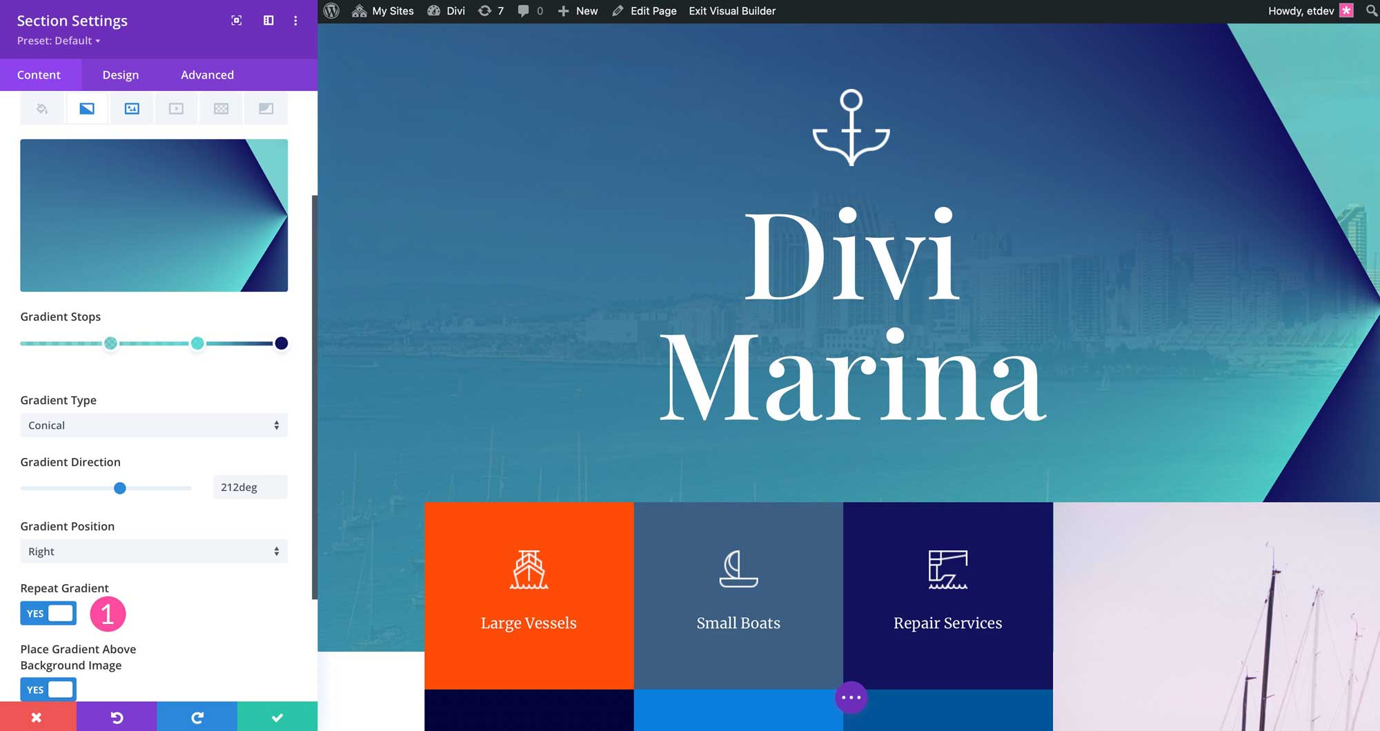 Divi Gradient Builder repeat