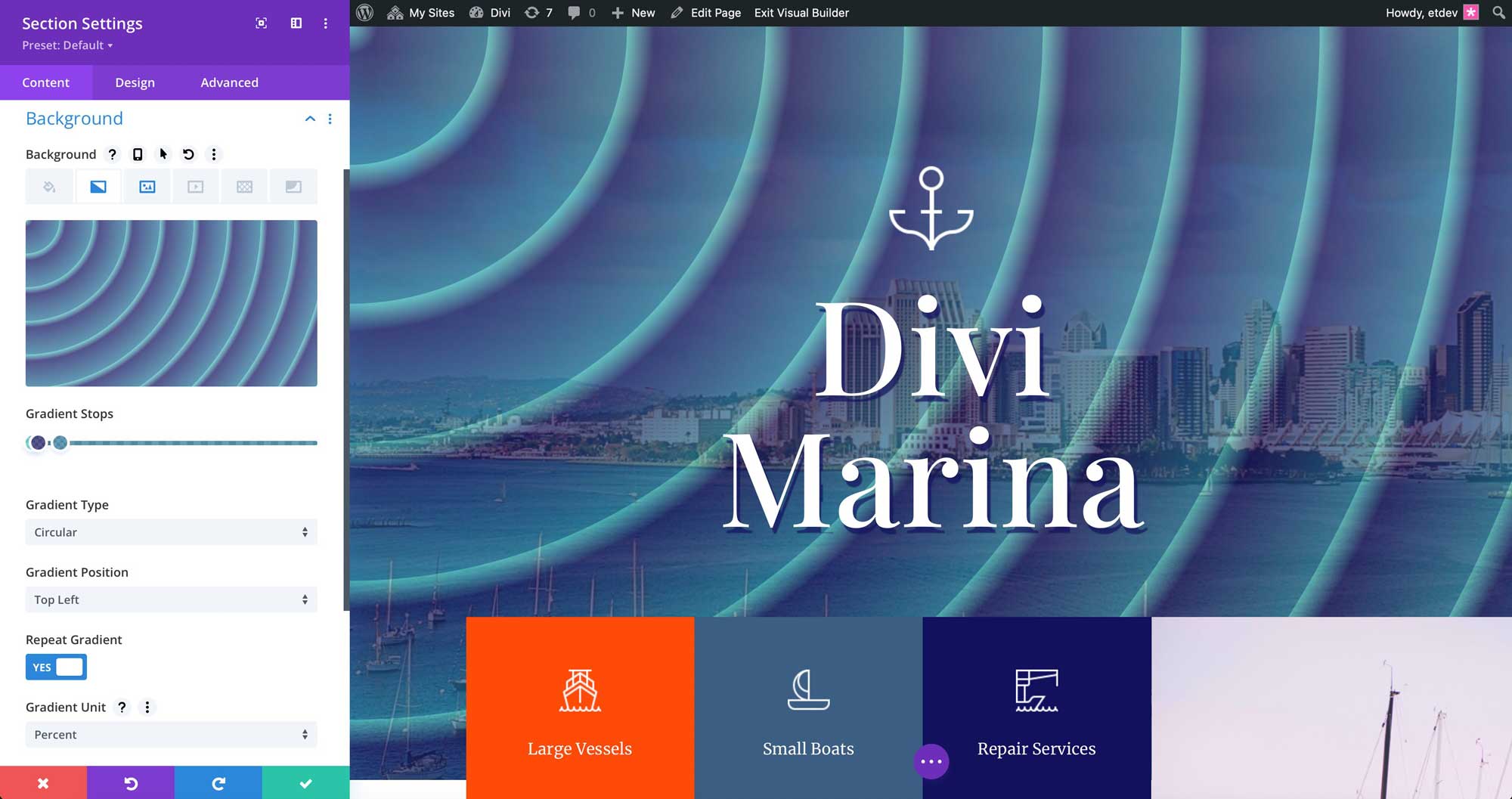 Divi Percent Gradient Unit