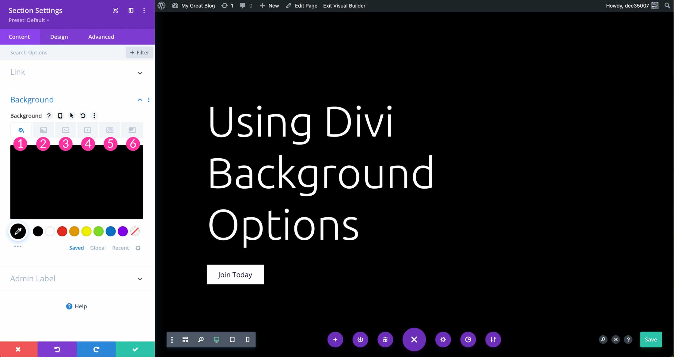 Divi background tabs