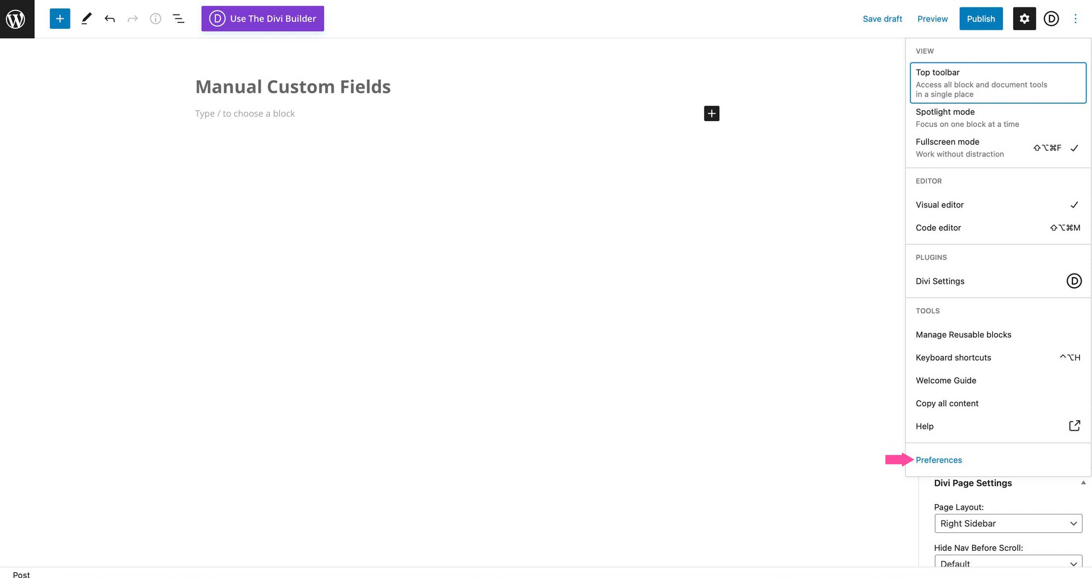 Divi dynamic content post preferences