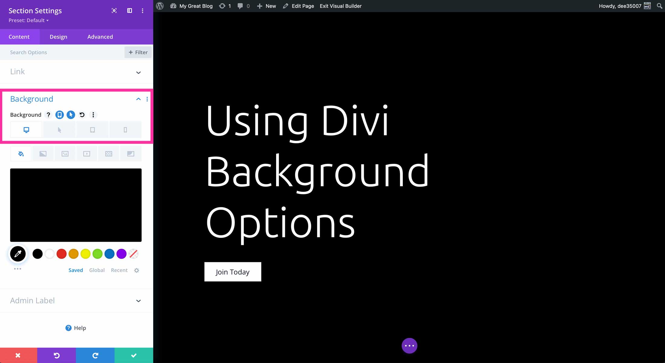 background hover options