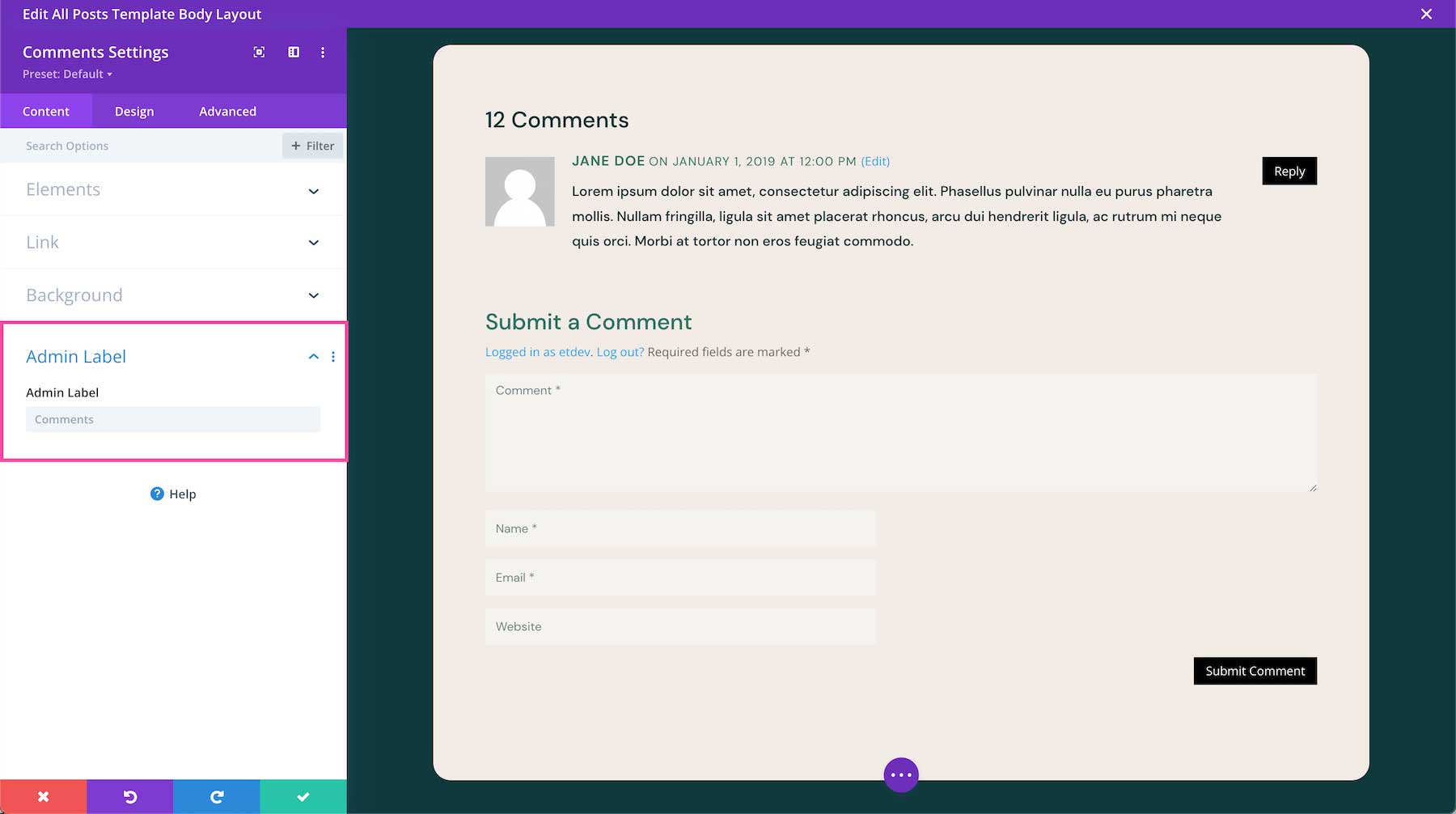 Divi Comments Module