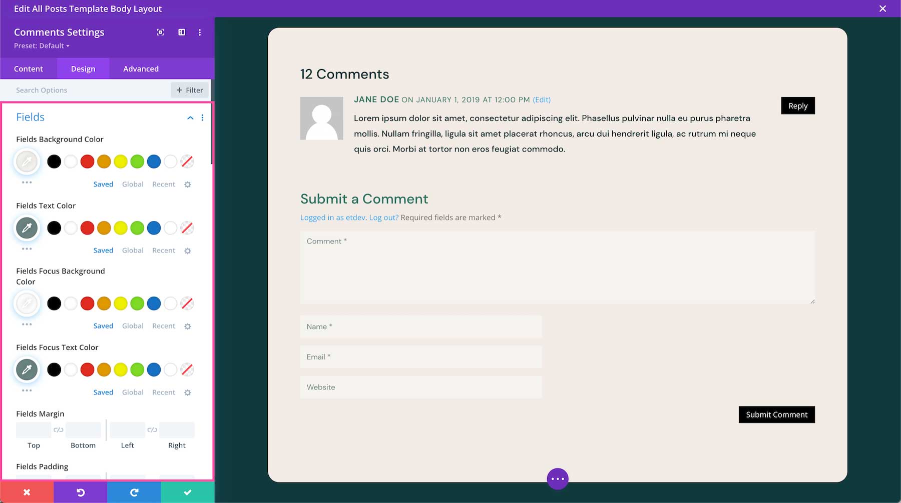 Divi Comments Module