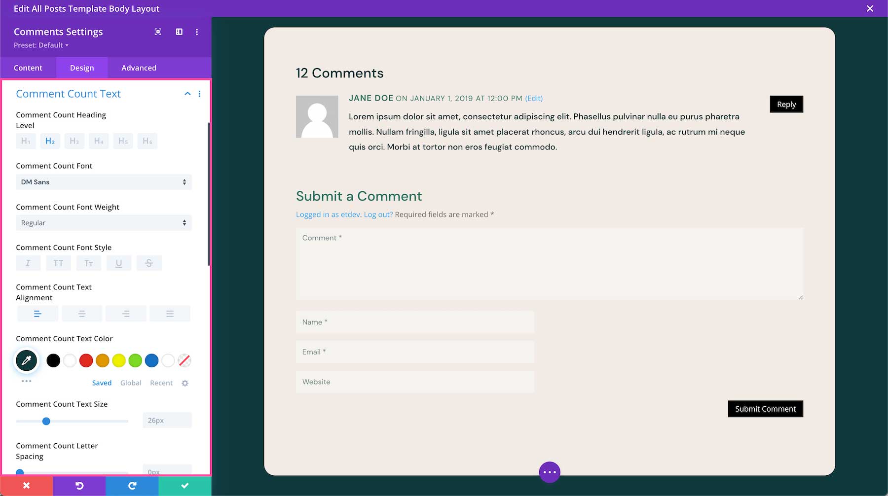 Divi Comments Module