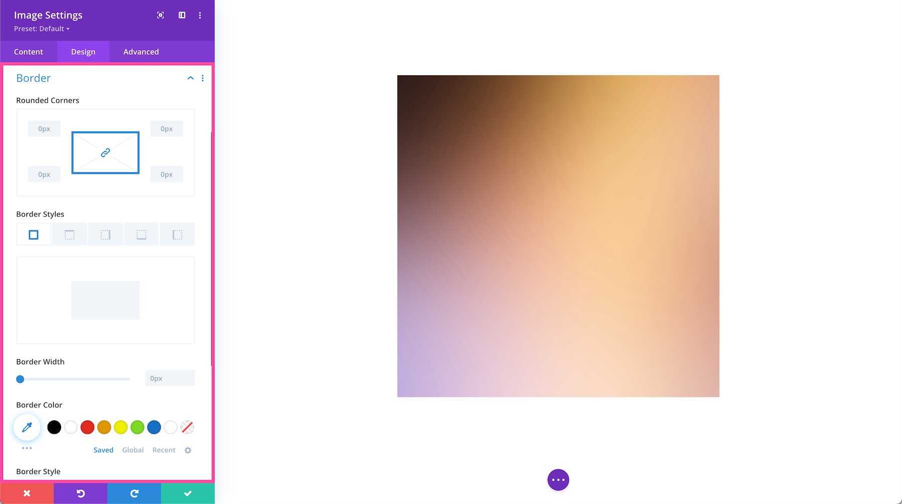 Divi Image Module border options