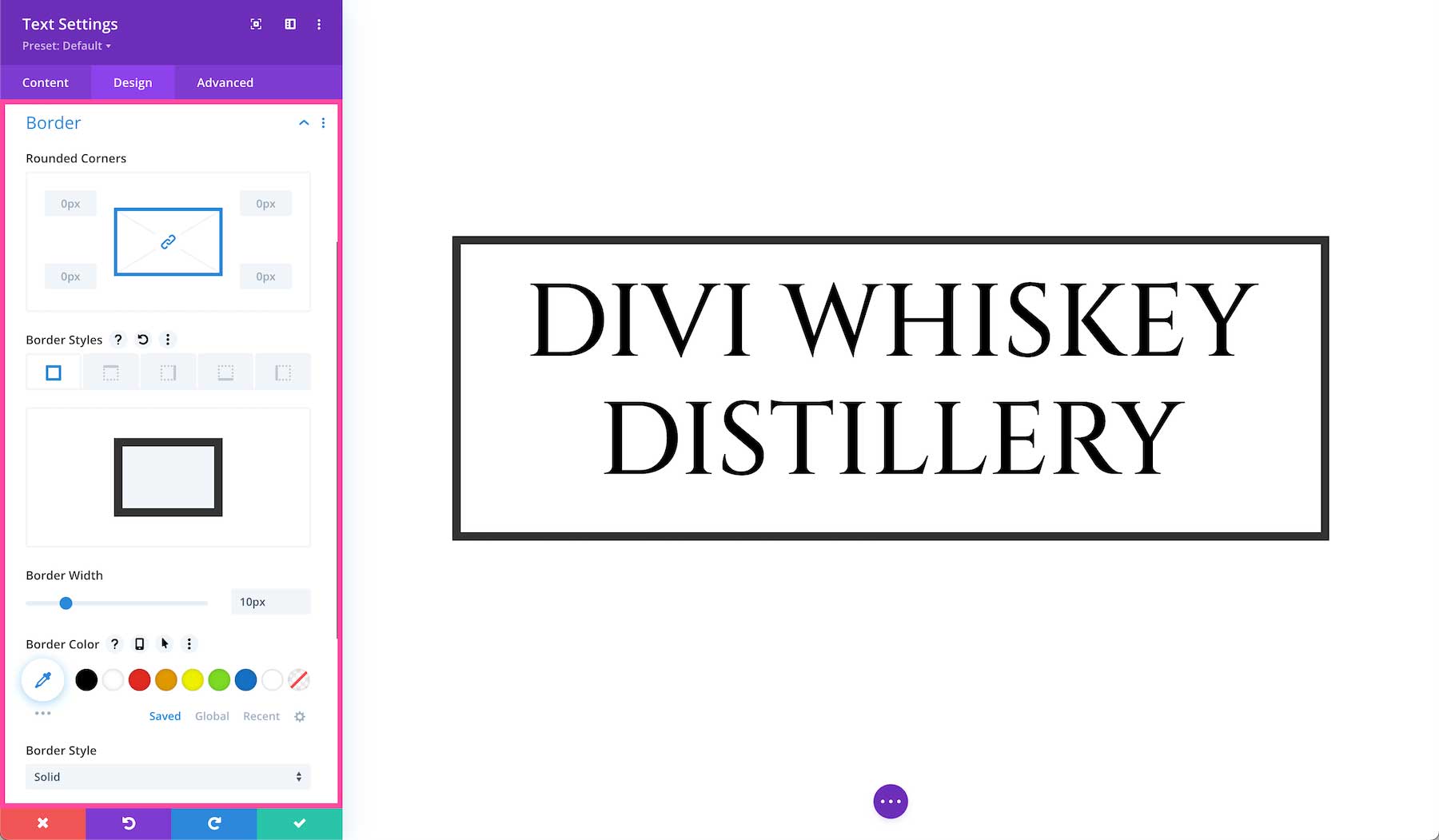 Divi Text Module border