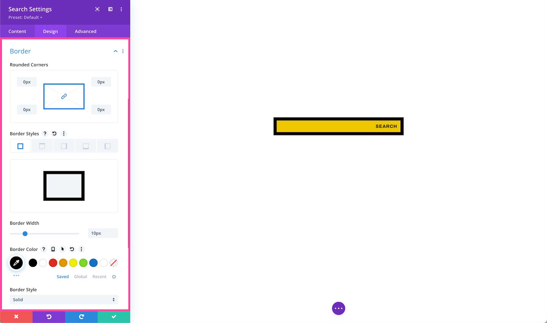 Divi Search Module border
