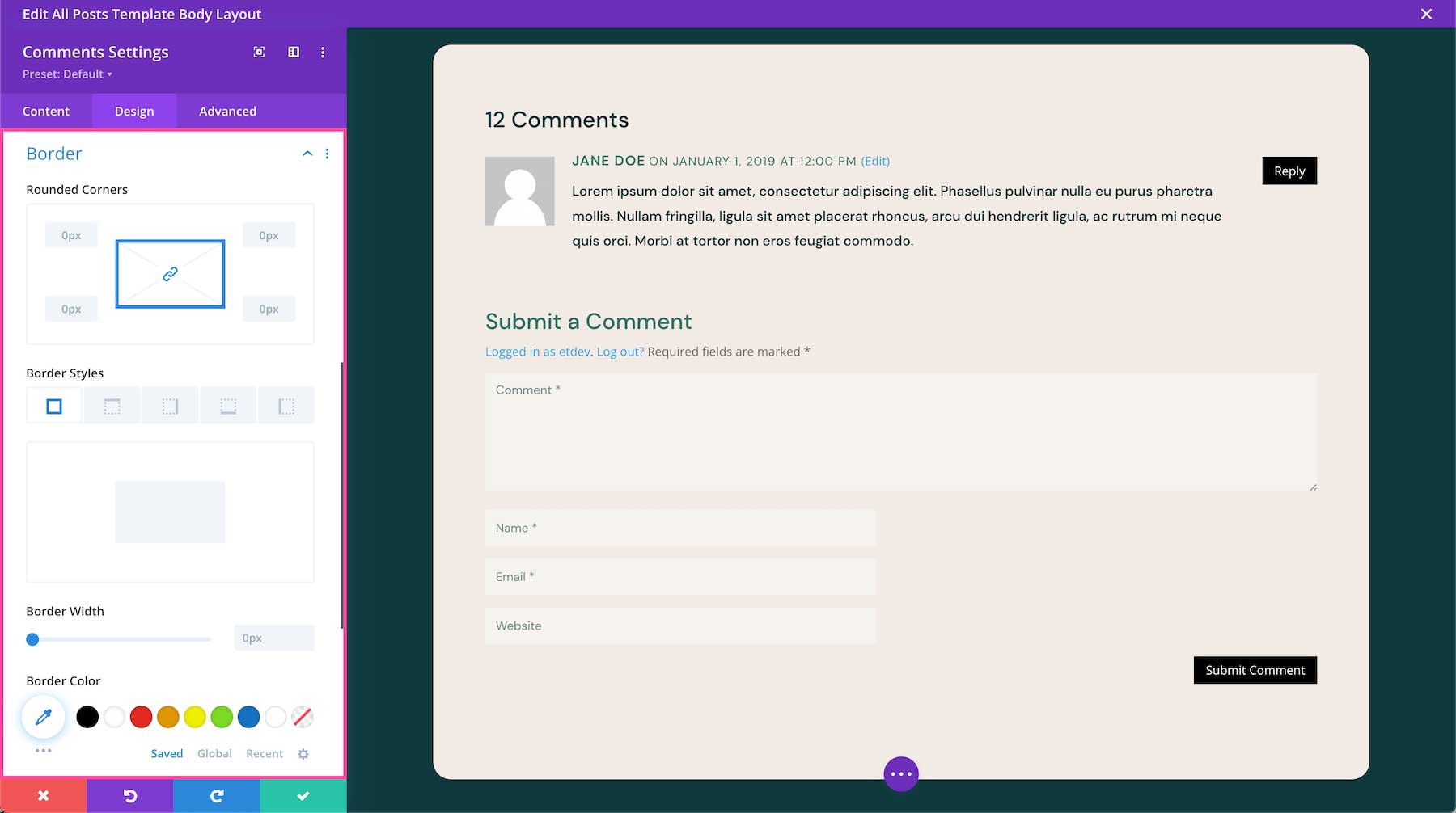 Divi Comments Module